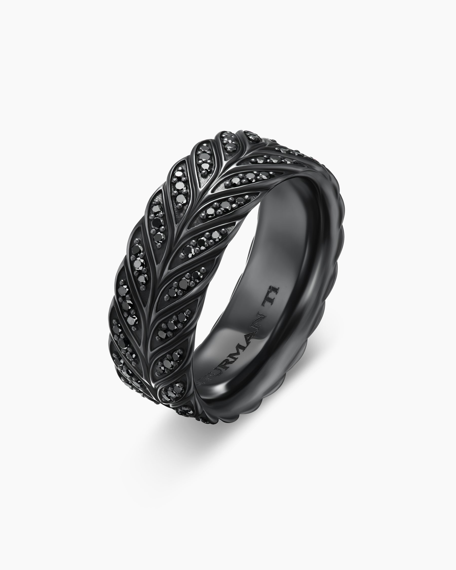 Chevron Pavé Band Ring in Black Titanium with Black Diamonds, 9mm - Image 3