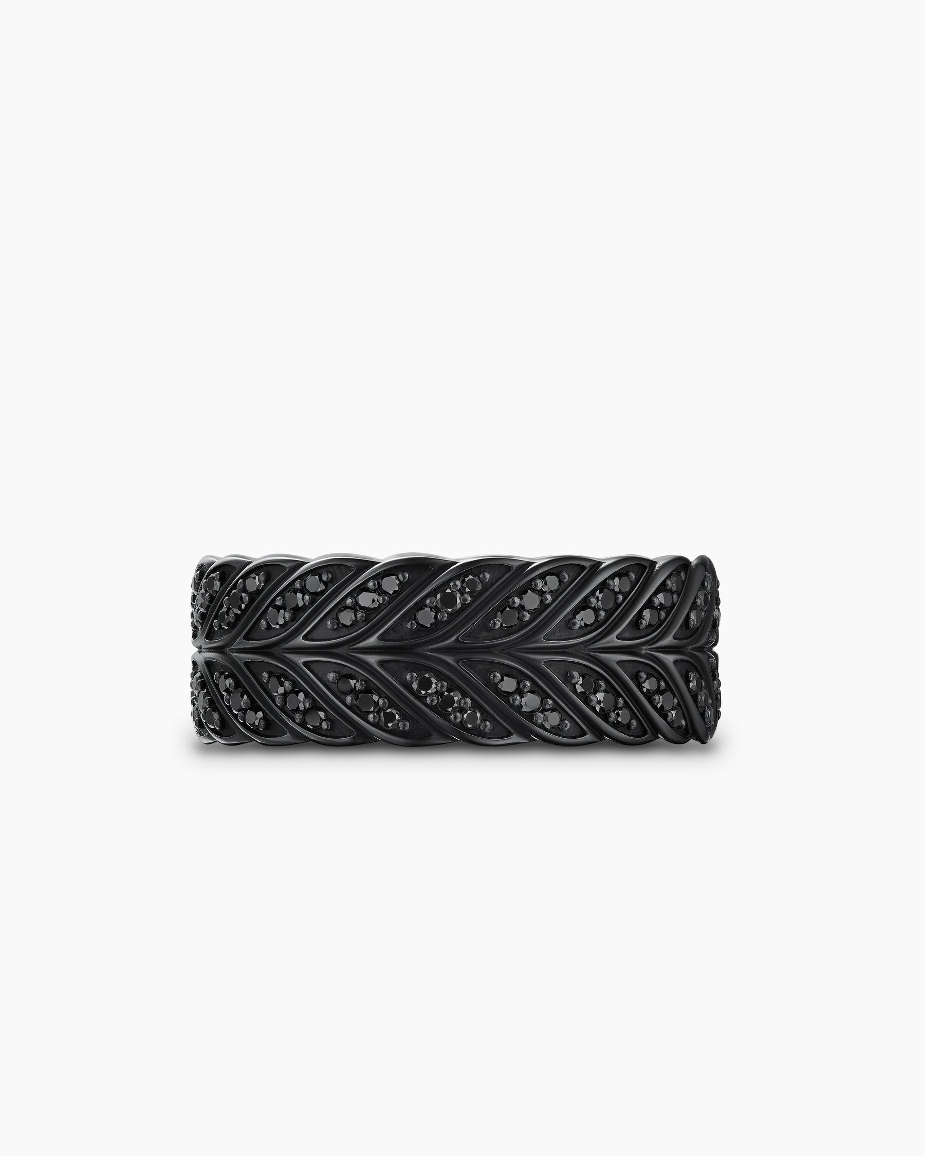 Chevron Pavé Band Ring in Black Titanium with Black Diamonds, 9mm - Image 4