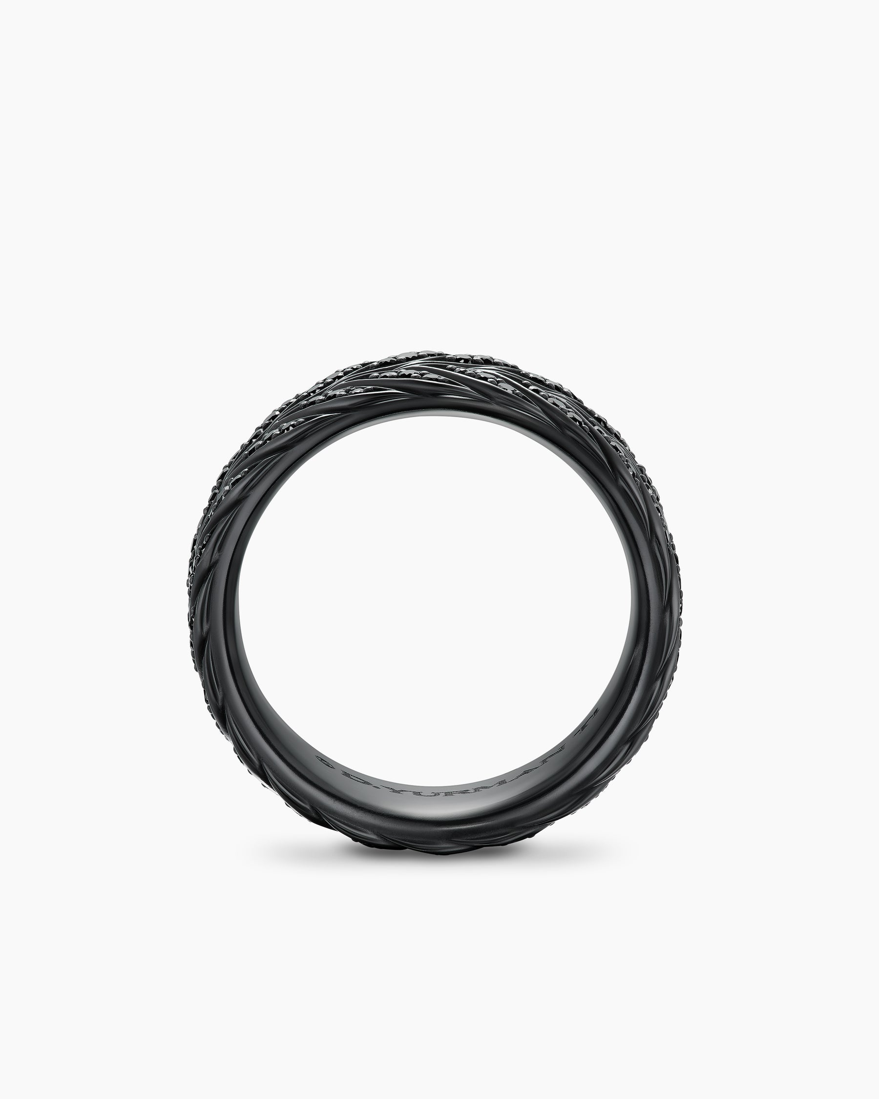 Chevron Pavé Band Ring in Black Titanium with Black Diamonds, 9mm - Image 5