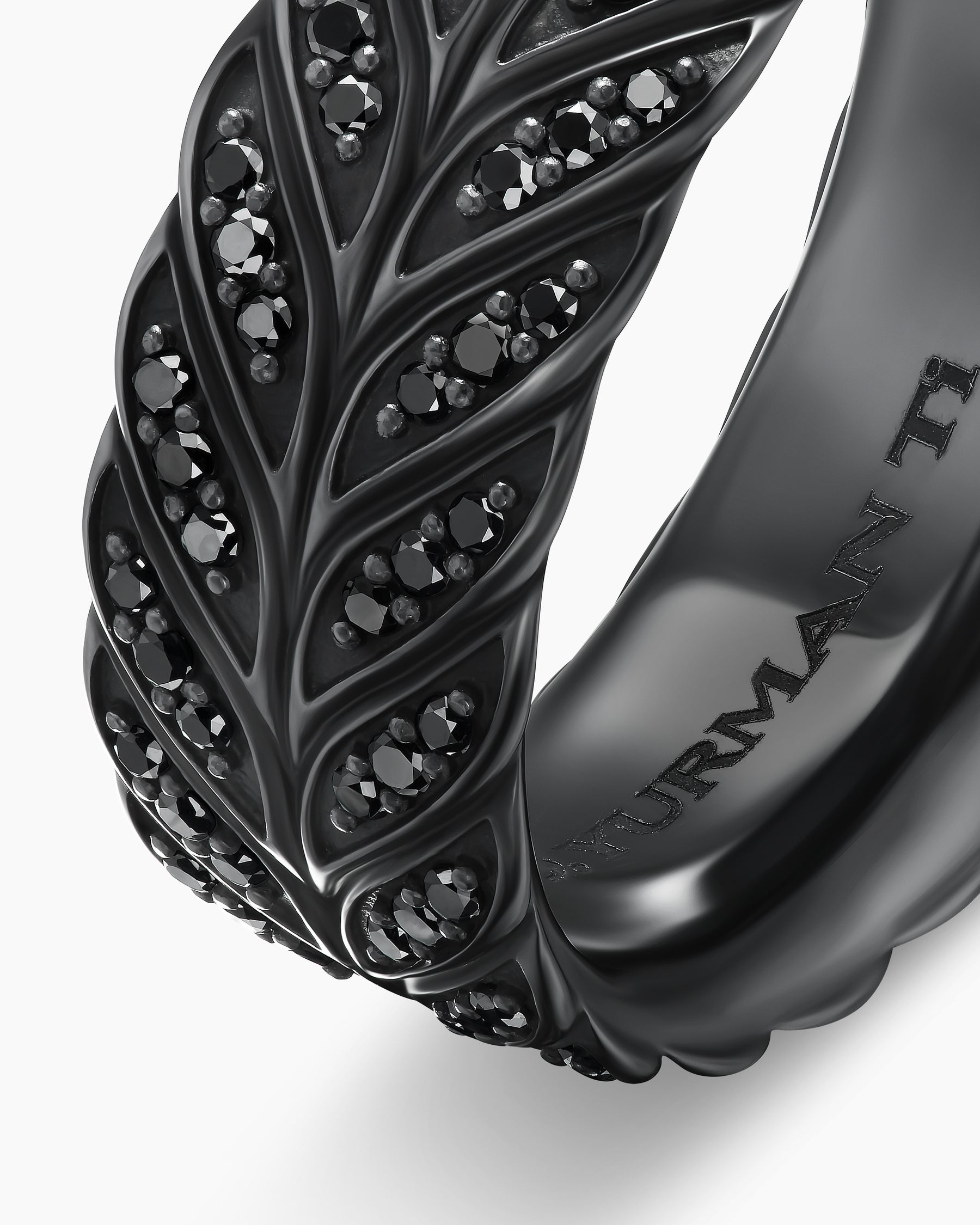 Chevron Pavé Band Ring in Black Titanium with Black Diamonds, 9mm - Image 6