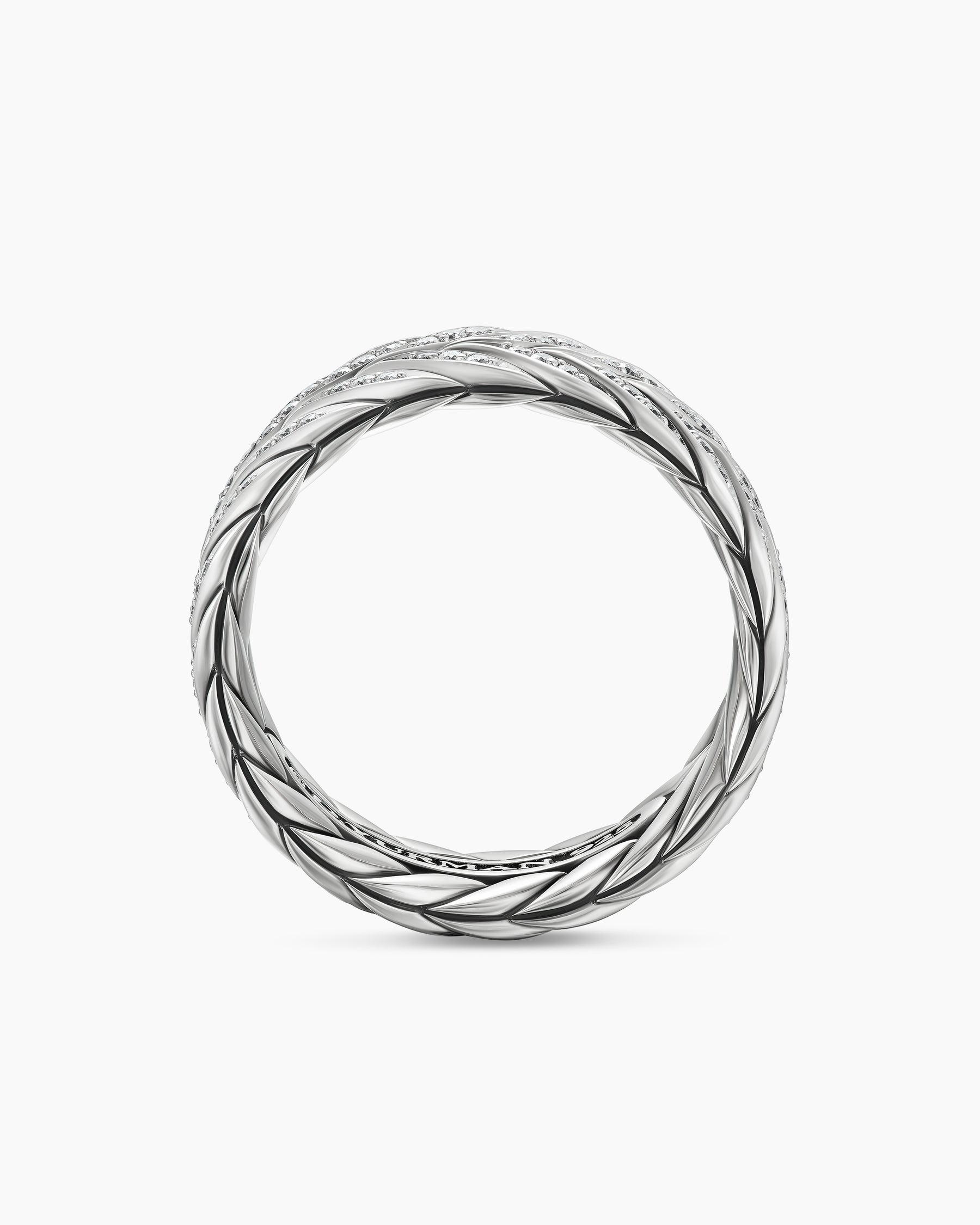 Chevron Pavé Band Ring in Sterling Silver with Diamonds, 9mm - Image 5