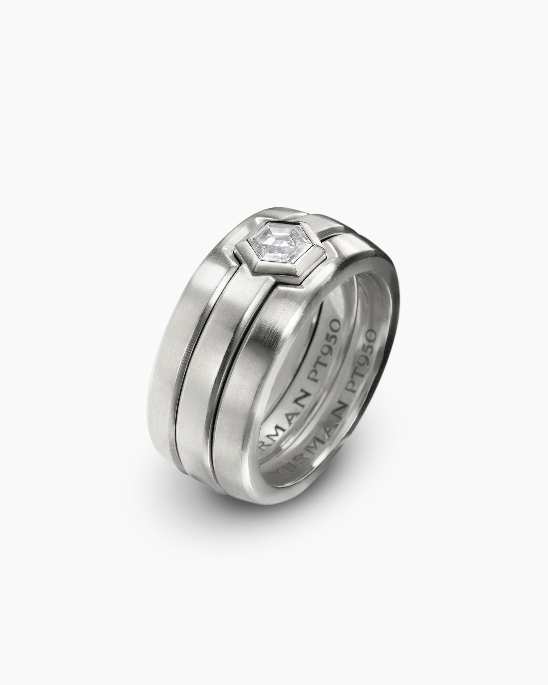Nesting Band Ring in Platinum with Center Diamond, 10mm - Image 3