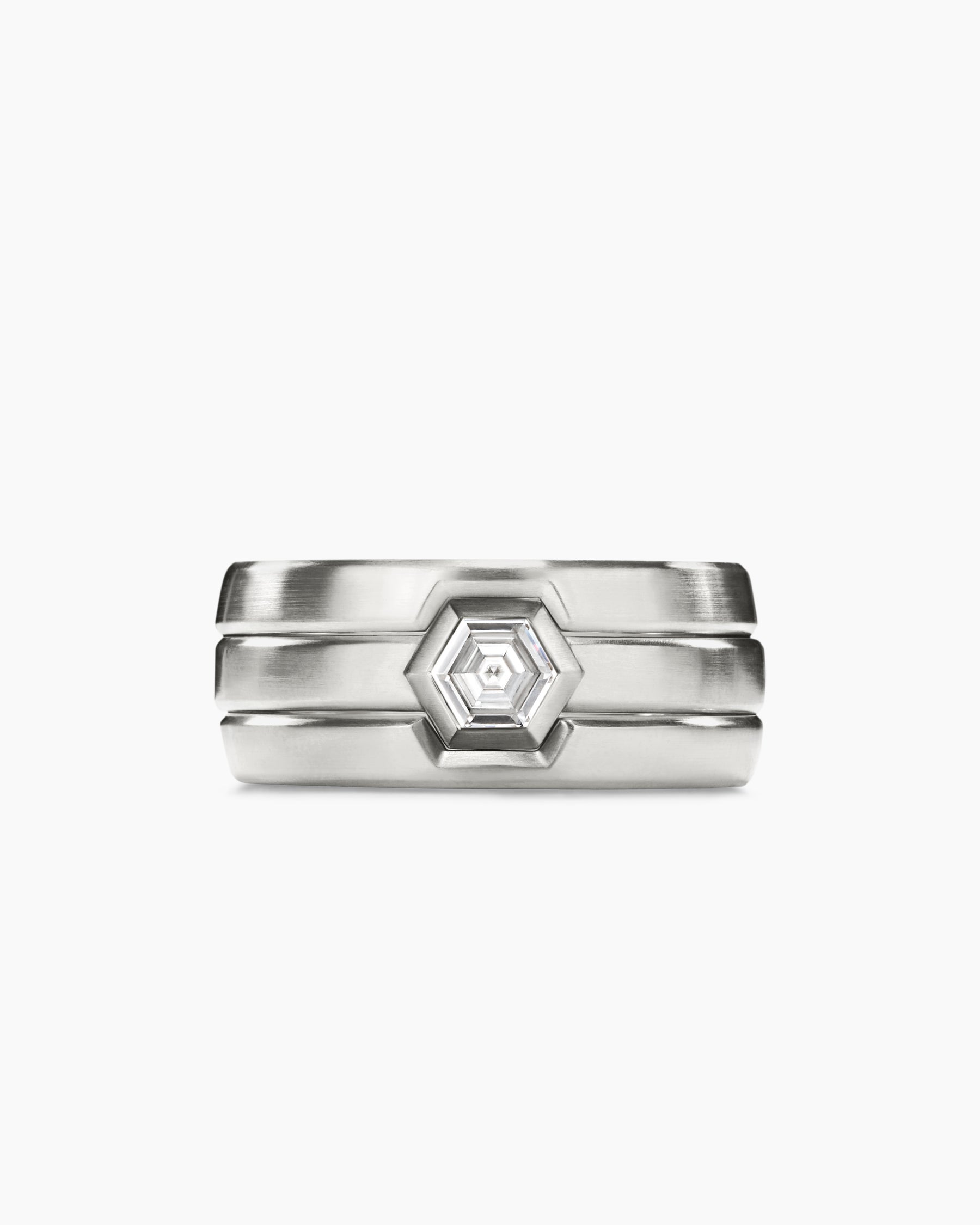 Nesting Band Ring in Platinum with Center Diamond, 10mm - Image 4