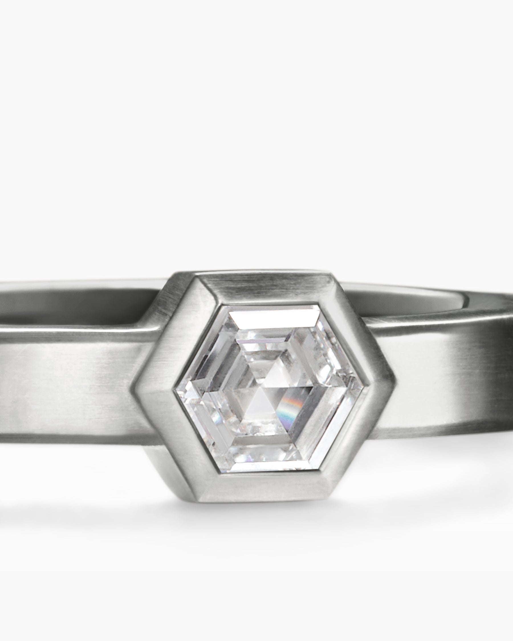 Nesting Band Ring in Platinum with Center Diamond, 10mm - Image 5