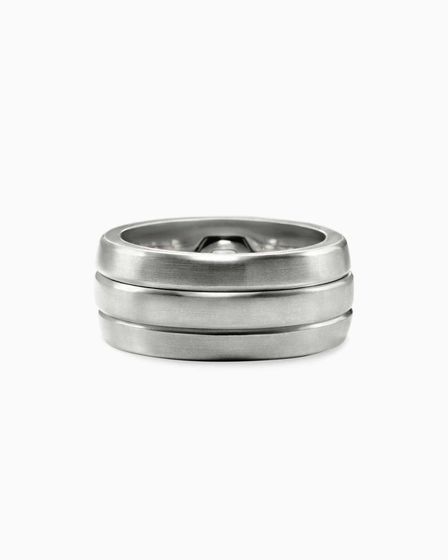 Nesting Band Ring in Platinum with Center Diamond, 10mm - Image 6