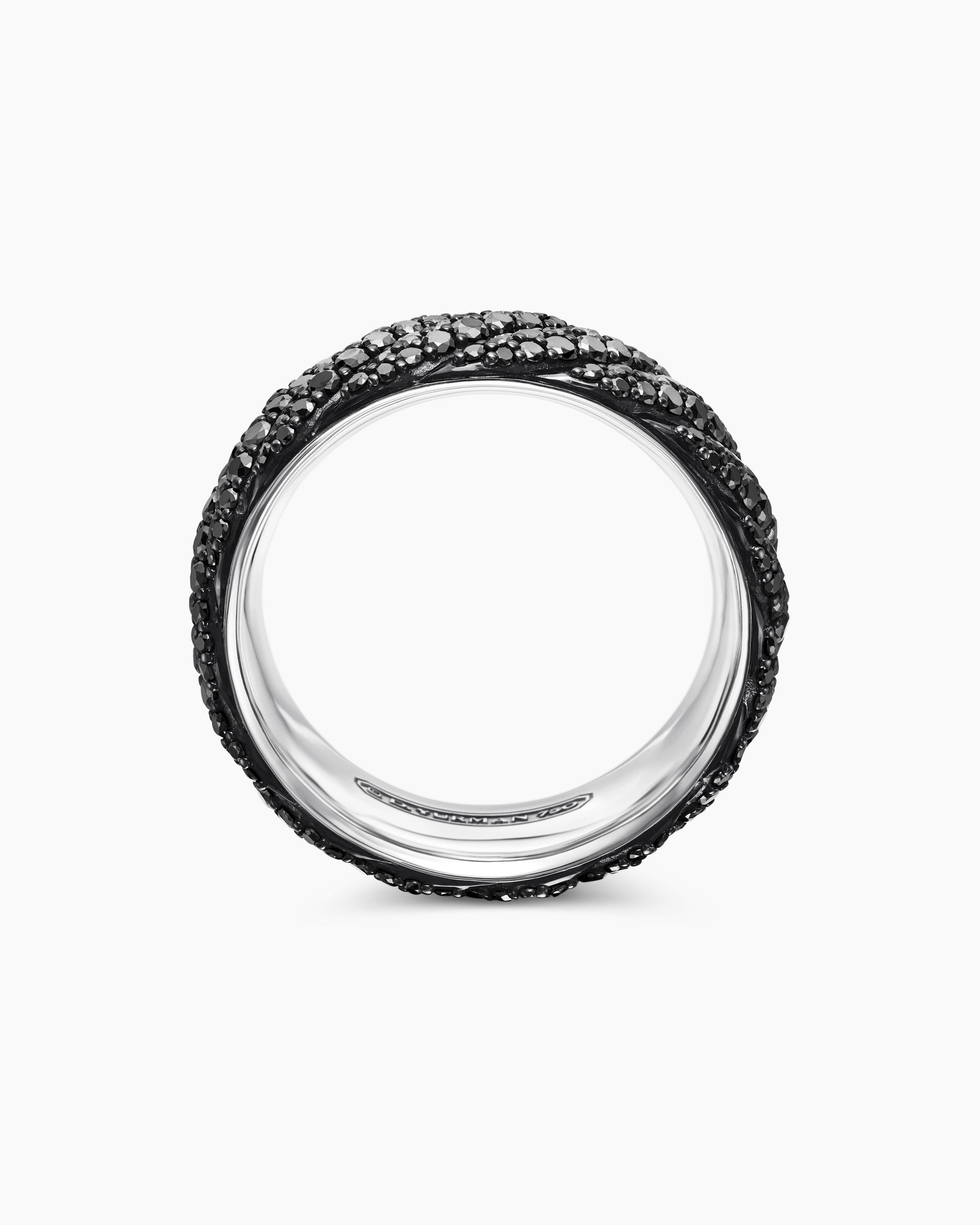Sculpted Cable Pavé Band Ring in 18K White Gold with Black Diamonds, 8.5mm - Image 5