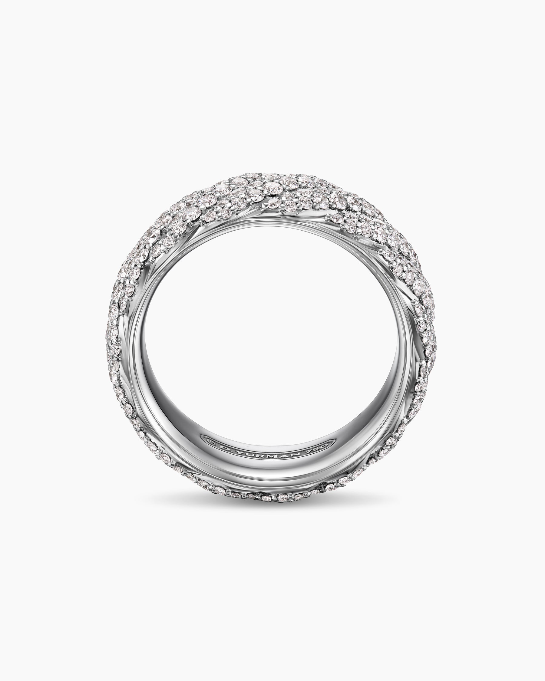 Sculpted Cable Pavé Band Ring in 18K White Gold with Diamonds, 8.5mm - Image 4