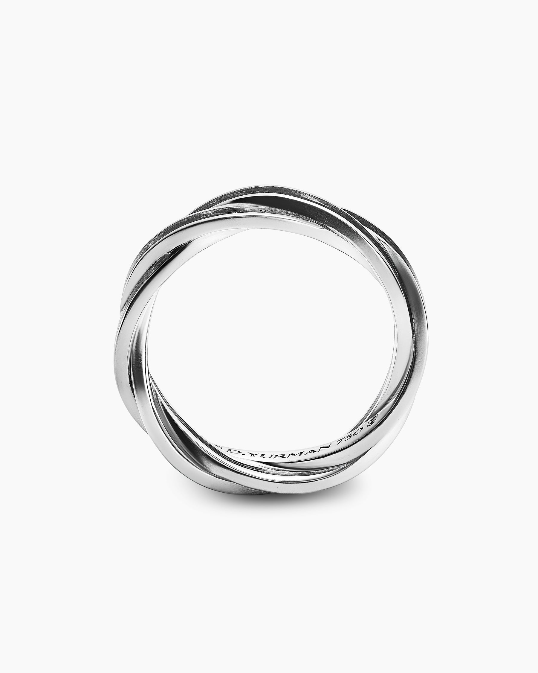 DY Helios Band Ring in 18K White Gold with Forged Carbon, 6mm - Image 5