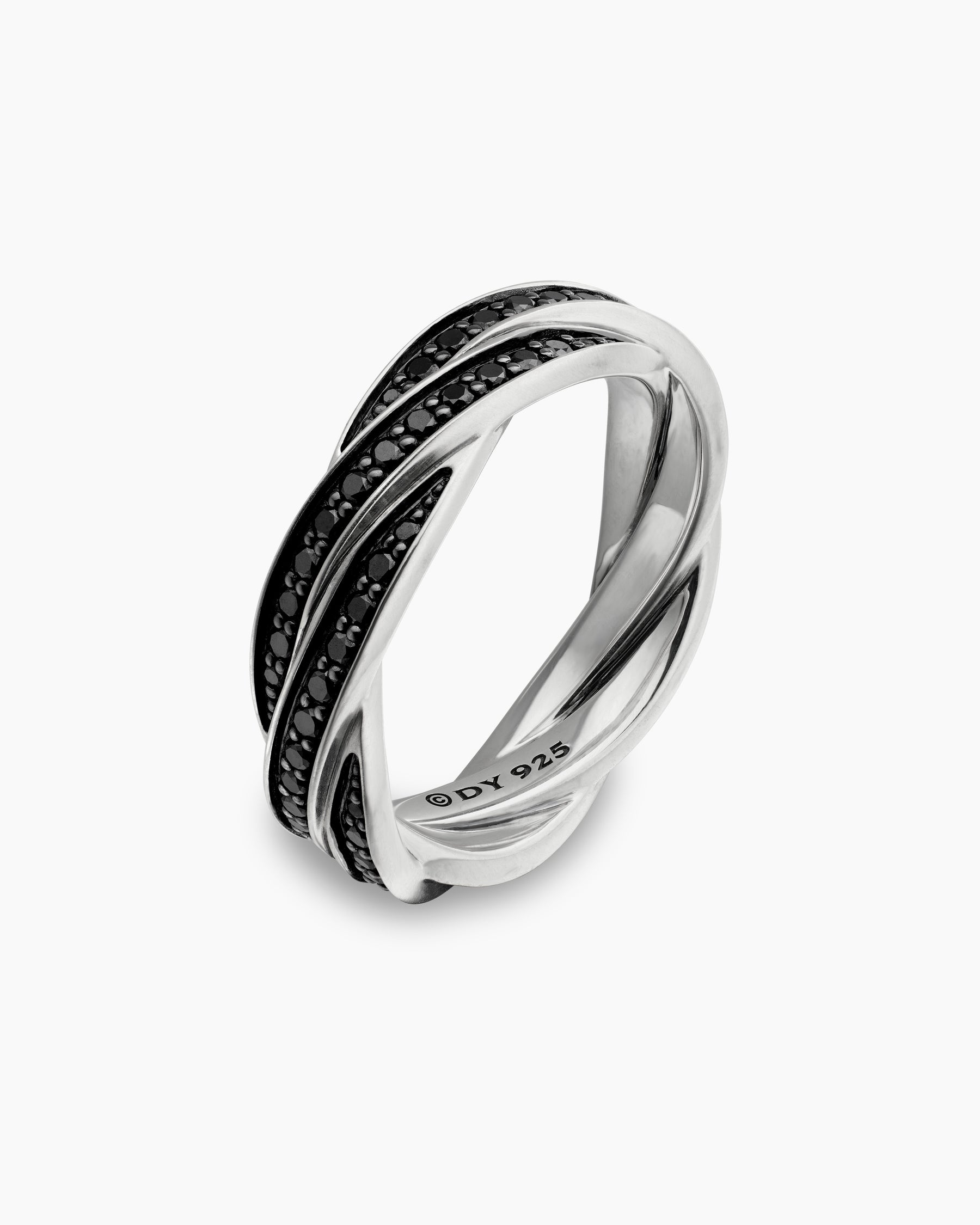 DY Helios Band Ring in Sterling Silver with Black Diamonds, 6mm - Image 3
