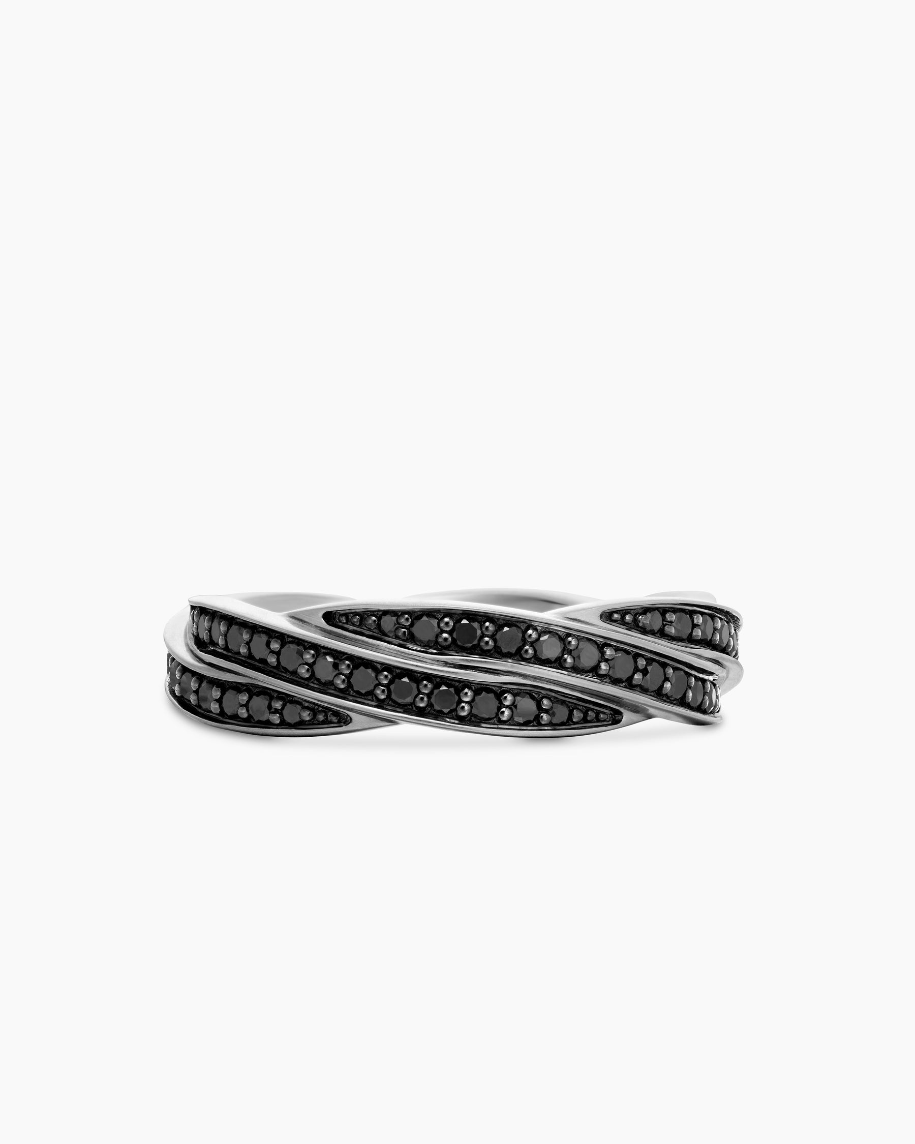 DY Helios Band Ring in Sterling Silver with Black Diamonds, 6mm - Image 4