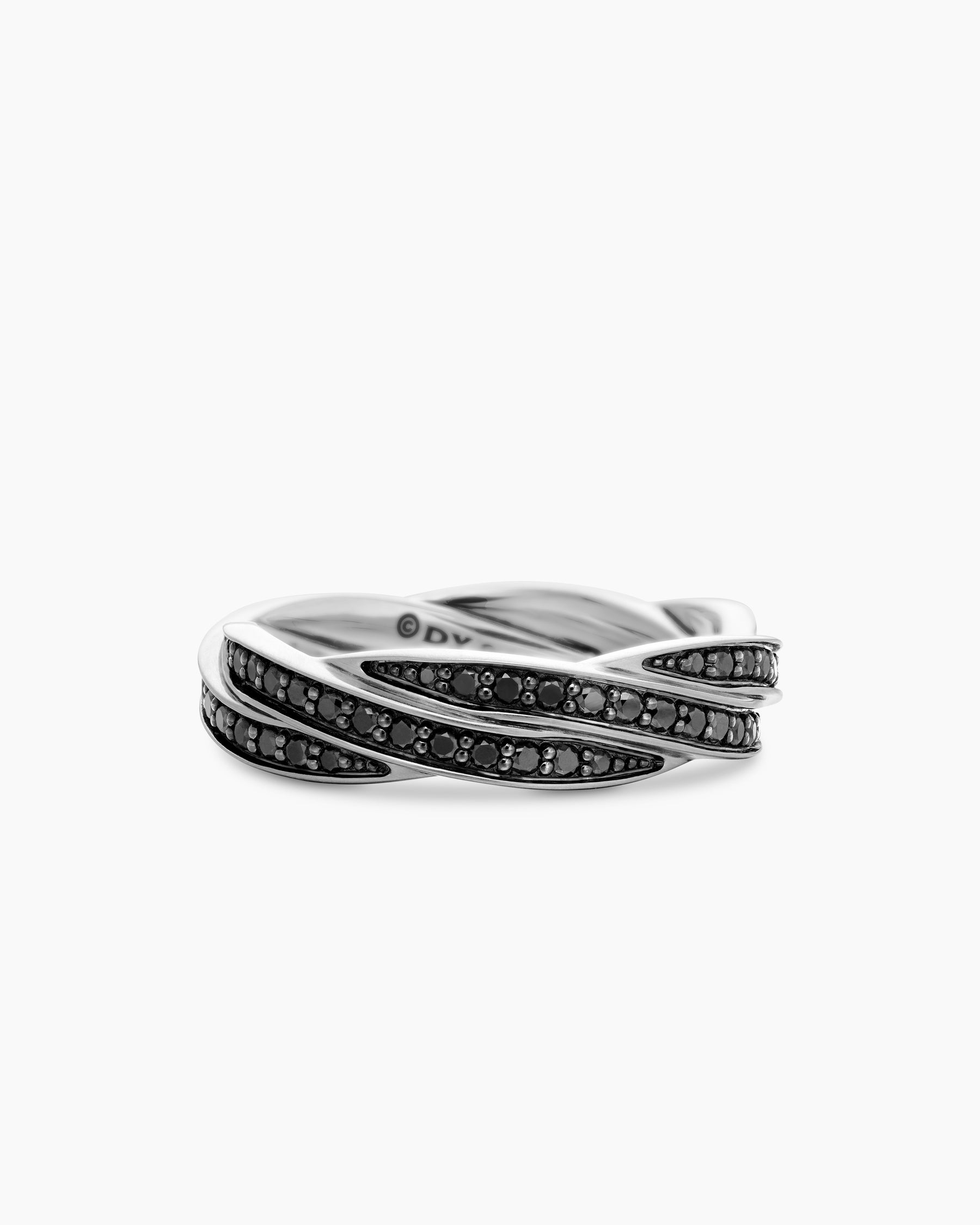 DY Helios Band Ring in Sterling Silver with Black Diamonds, 6mm