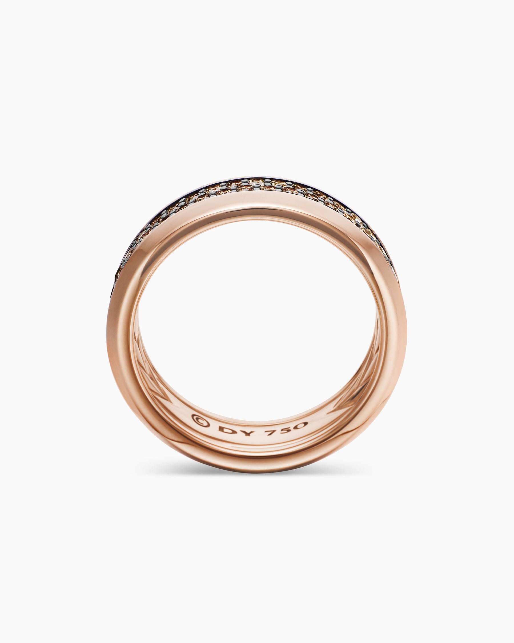 Beveled Two Row Band Ring in 18K Rose Gold with Cognac Diamonds, 8mm - Image 5