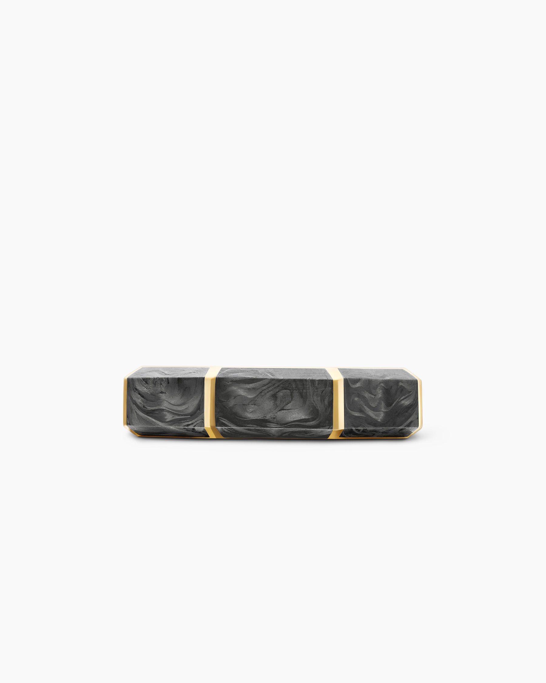 Forged Carbon Faceted Band Ring in 18K Yellow Gold, 6mm - Image 4