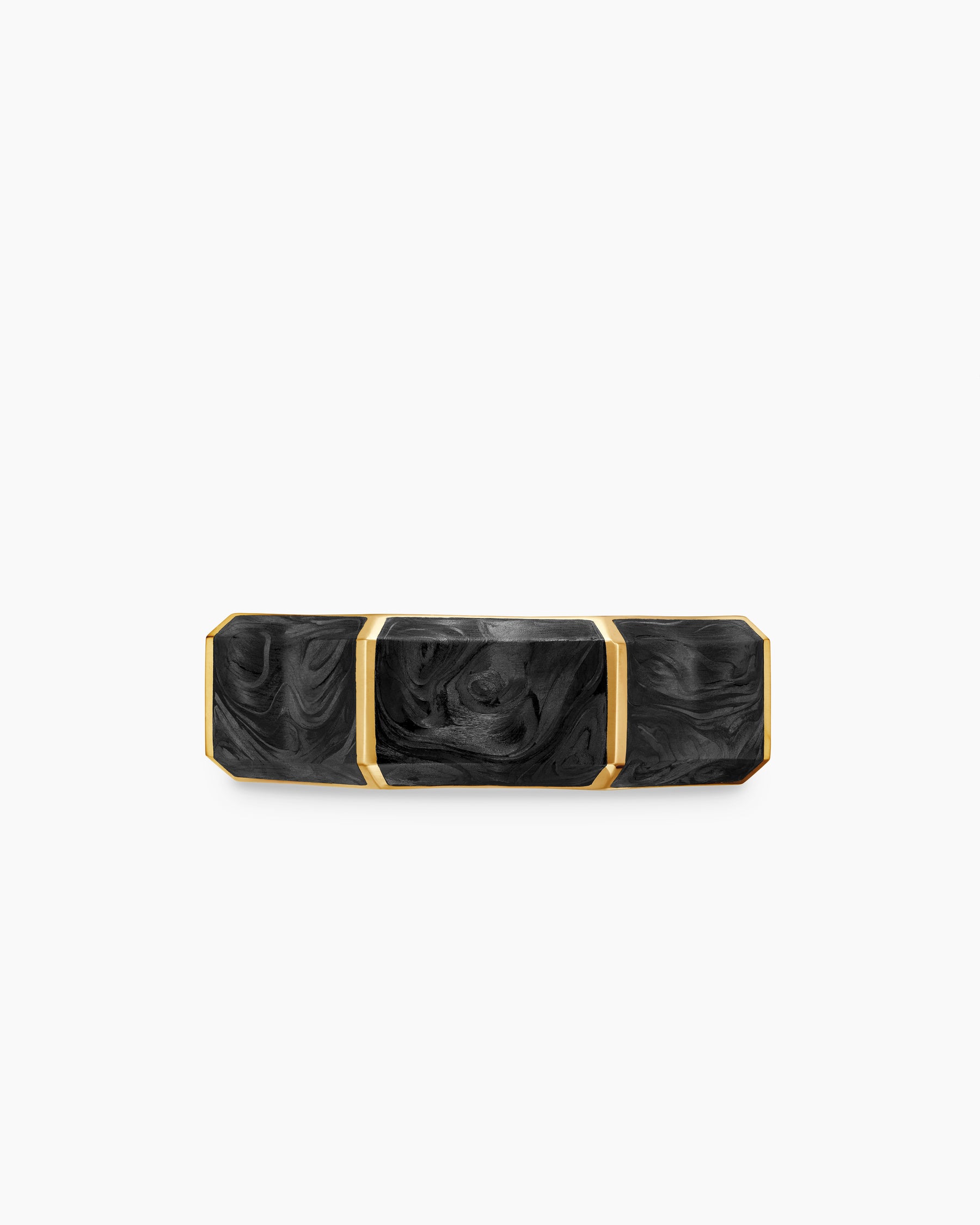 Forged Carbon Faceted Band Ring in 18K Yellow Gold, 8mm - Image 4