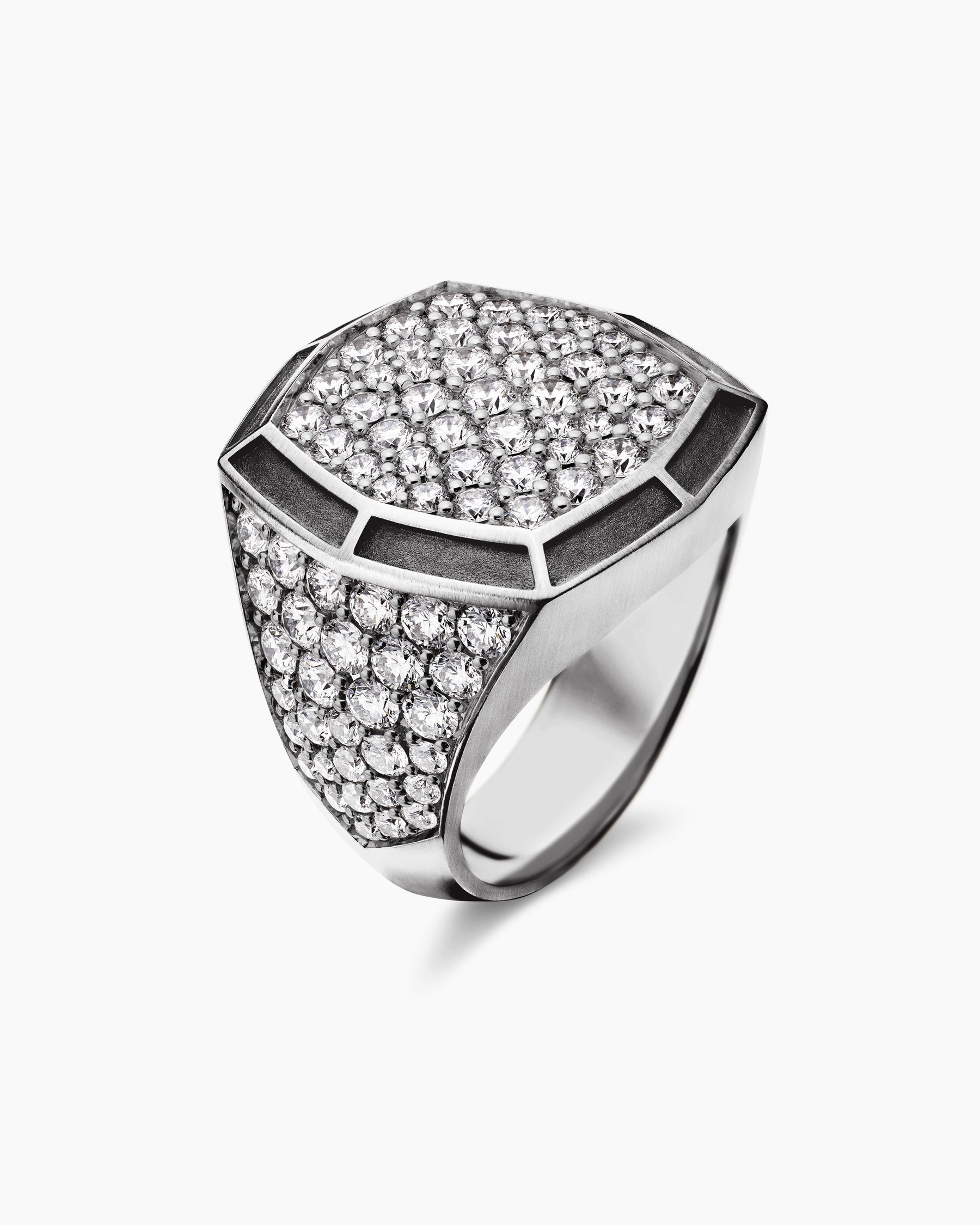 Streamline Bold Signet Ring in Sterling Silver with Diamonds, 23.4mm - Image 3