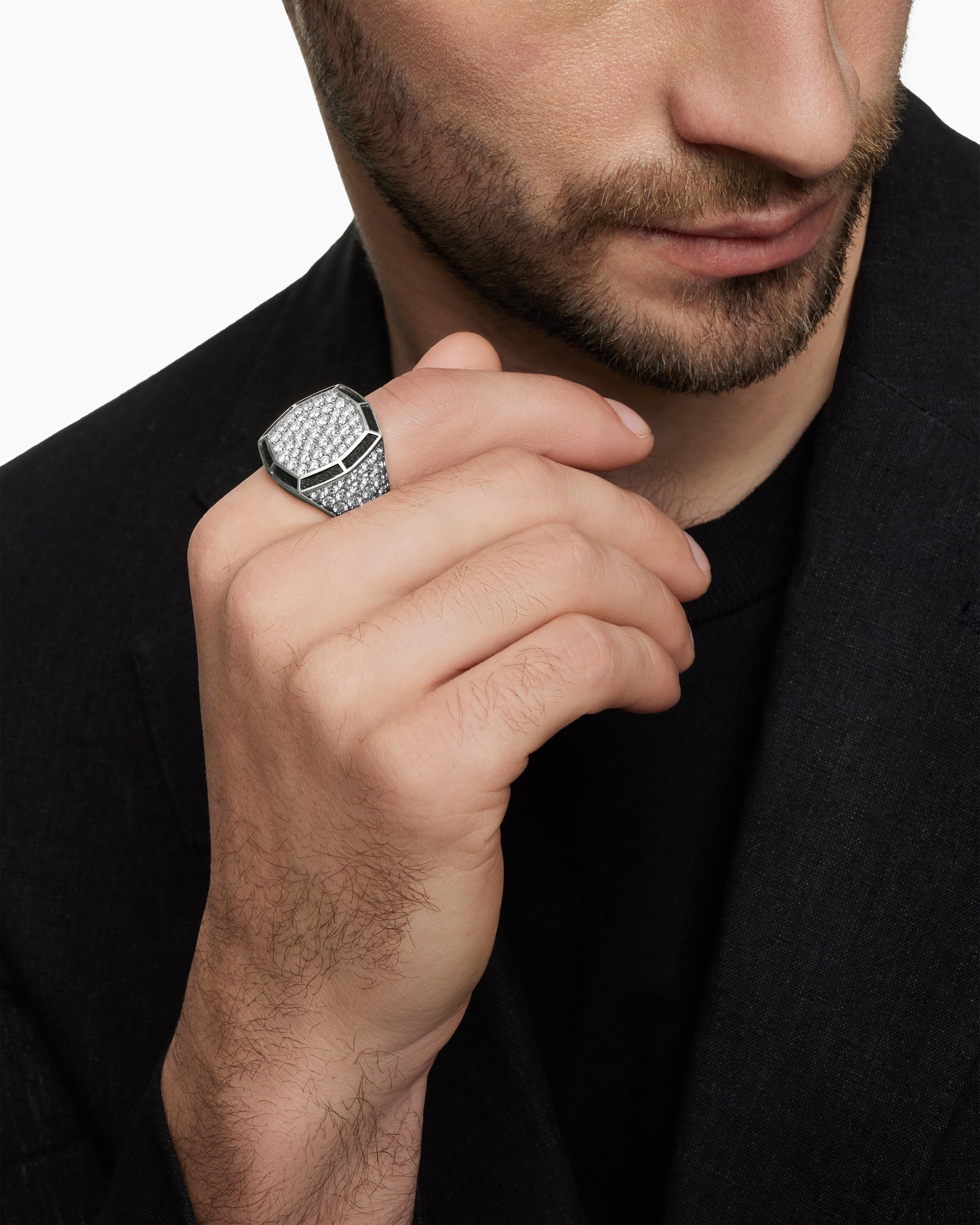 Streamline Bold Signet Ring in Sterling Silver with Diamonds, 23.4mm - Image 7