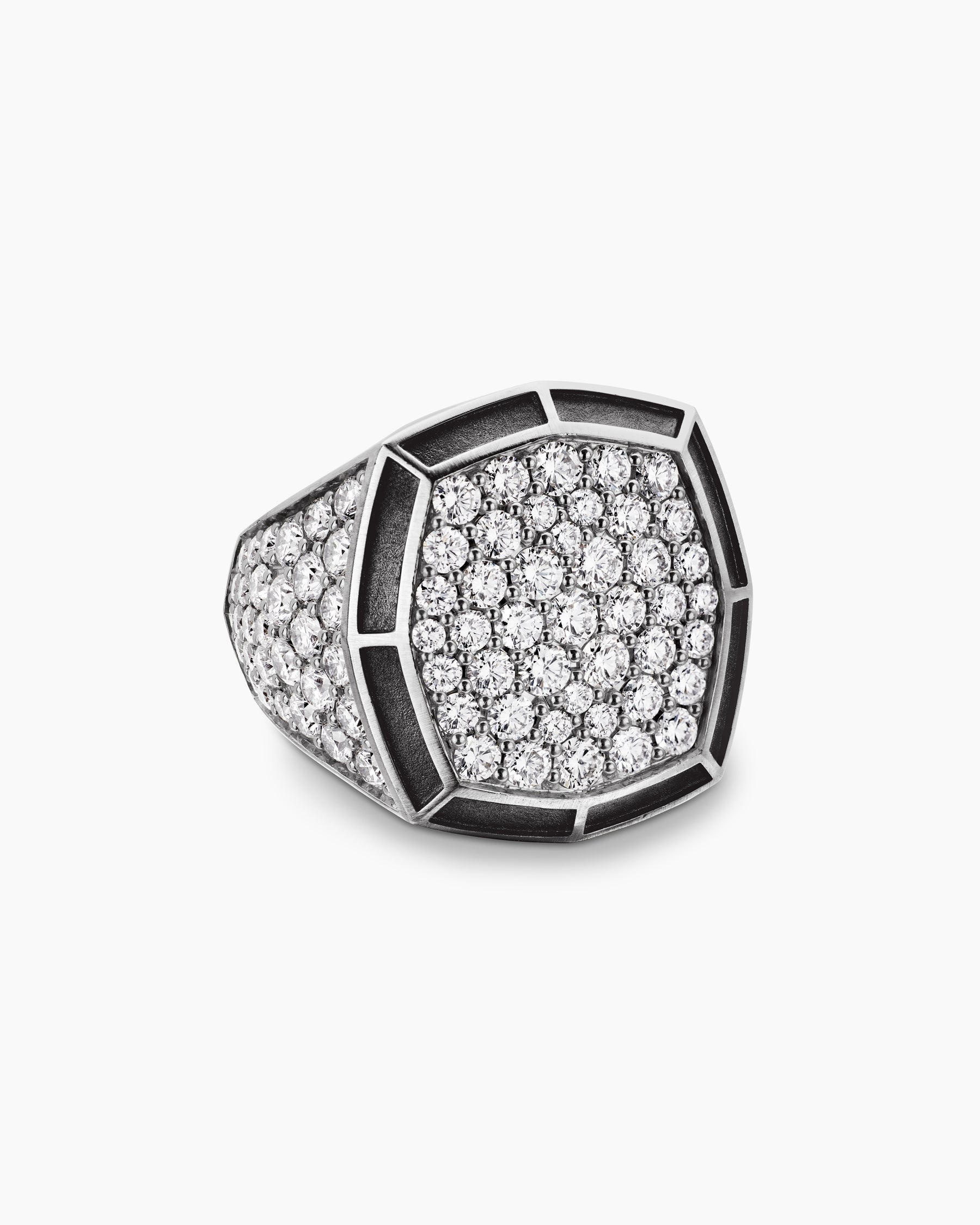 Streamline Bold Signet Ring in Sterling Silver with Diamonds, 23.4mm