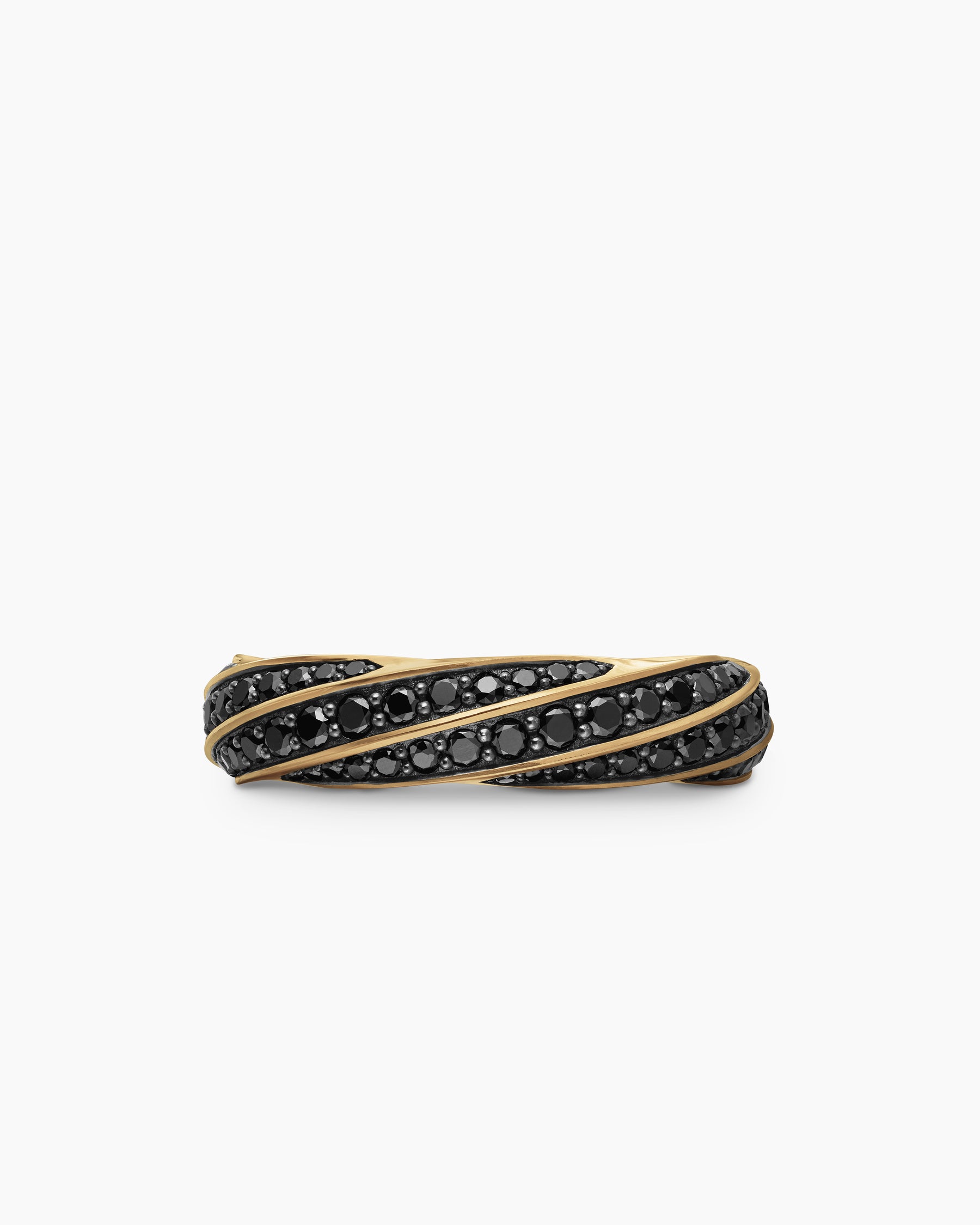 Cable Edge Band Ring in 18K Yellow Gold with Black Diamonds, 6mm - Image 4