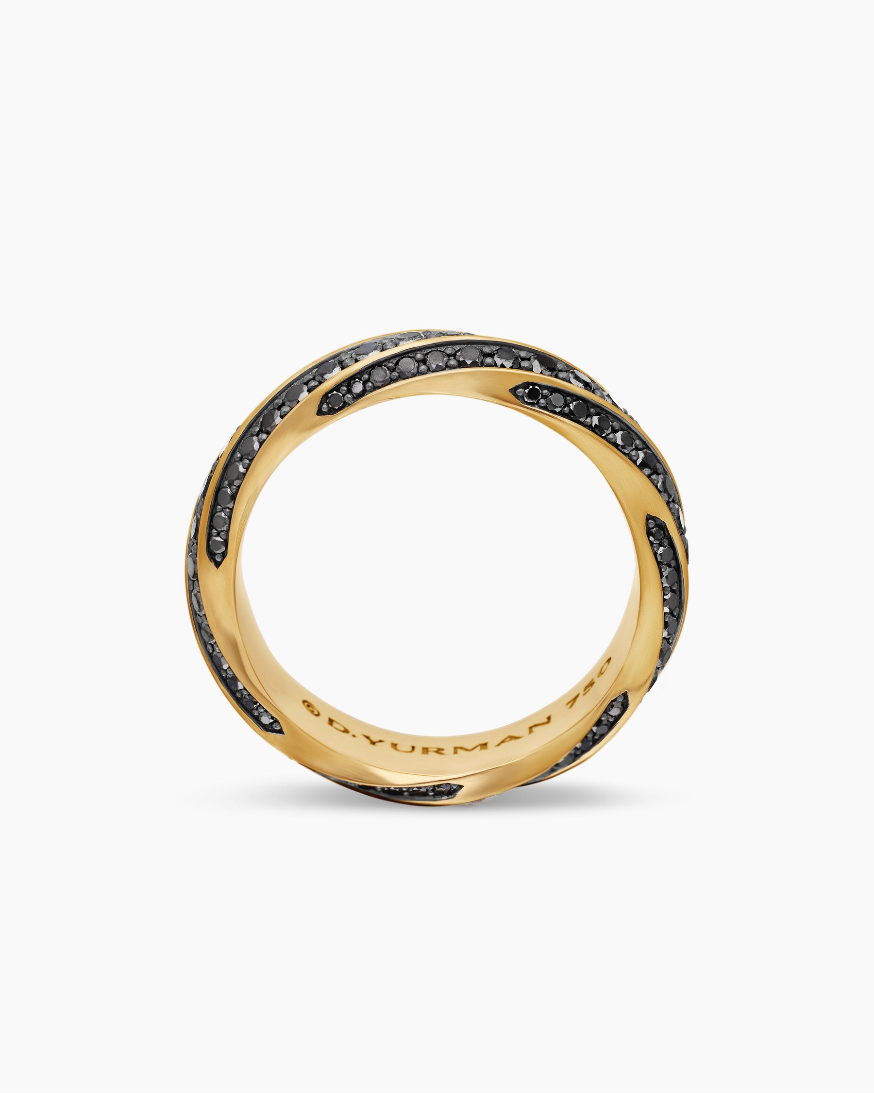 Cable Edge Band Ring in 18K Yellow Gold with Black Diamonds, 6mm - Image 5
