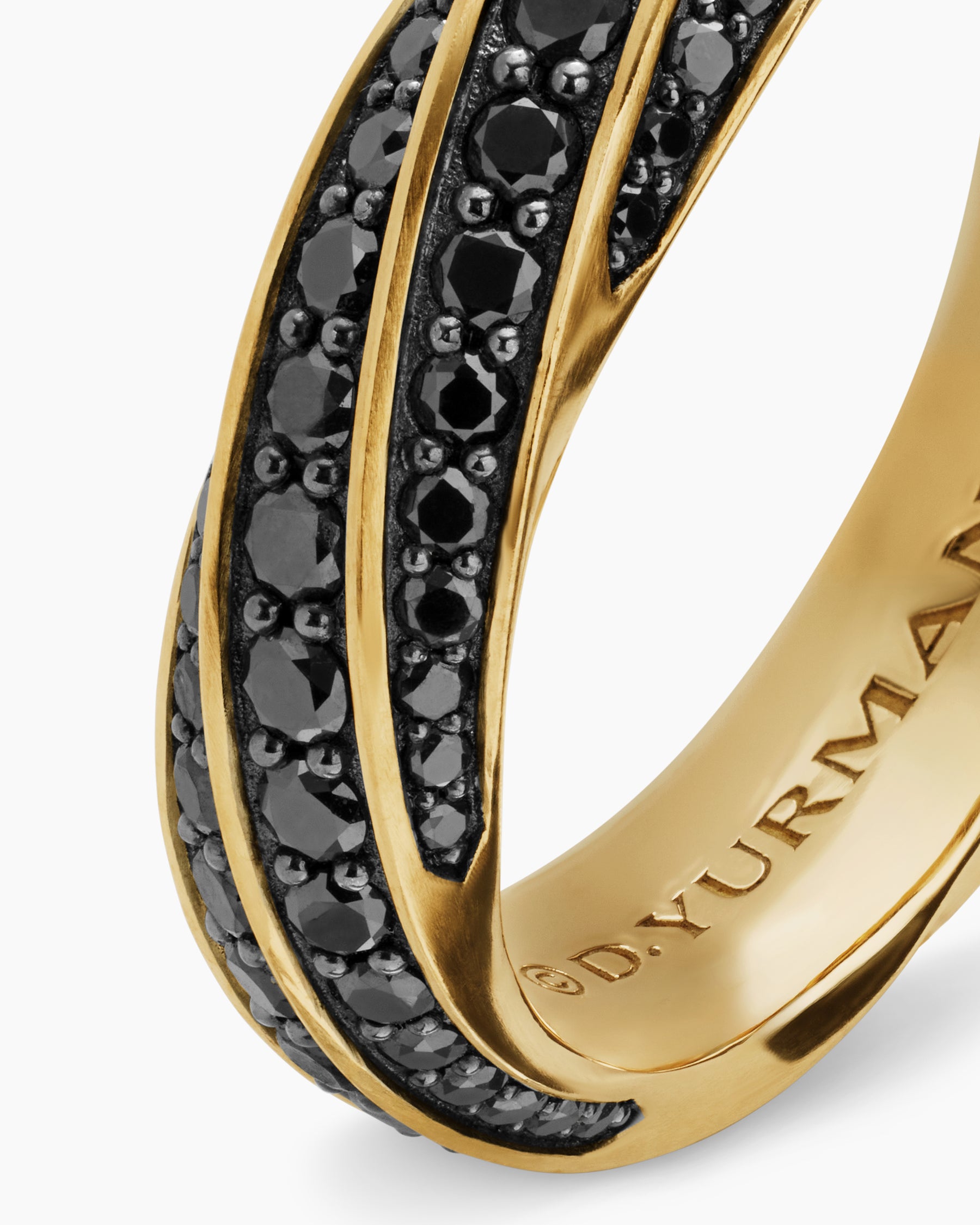 Cable Edge Band Ring in 18K Yellow Gold with Black Diamonds, 6mm - Image 6
