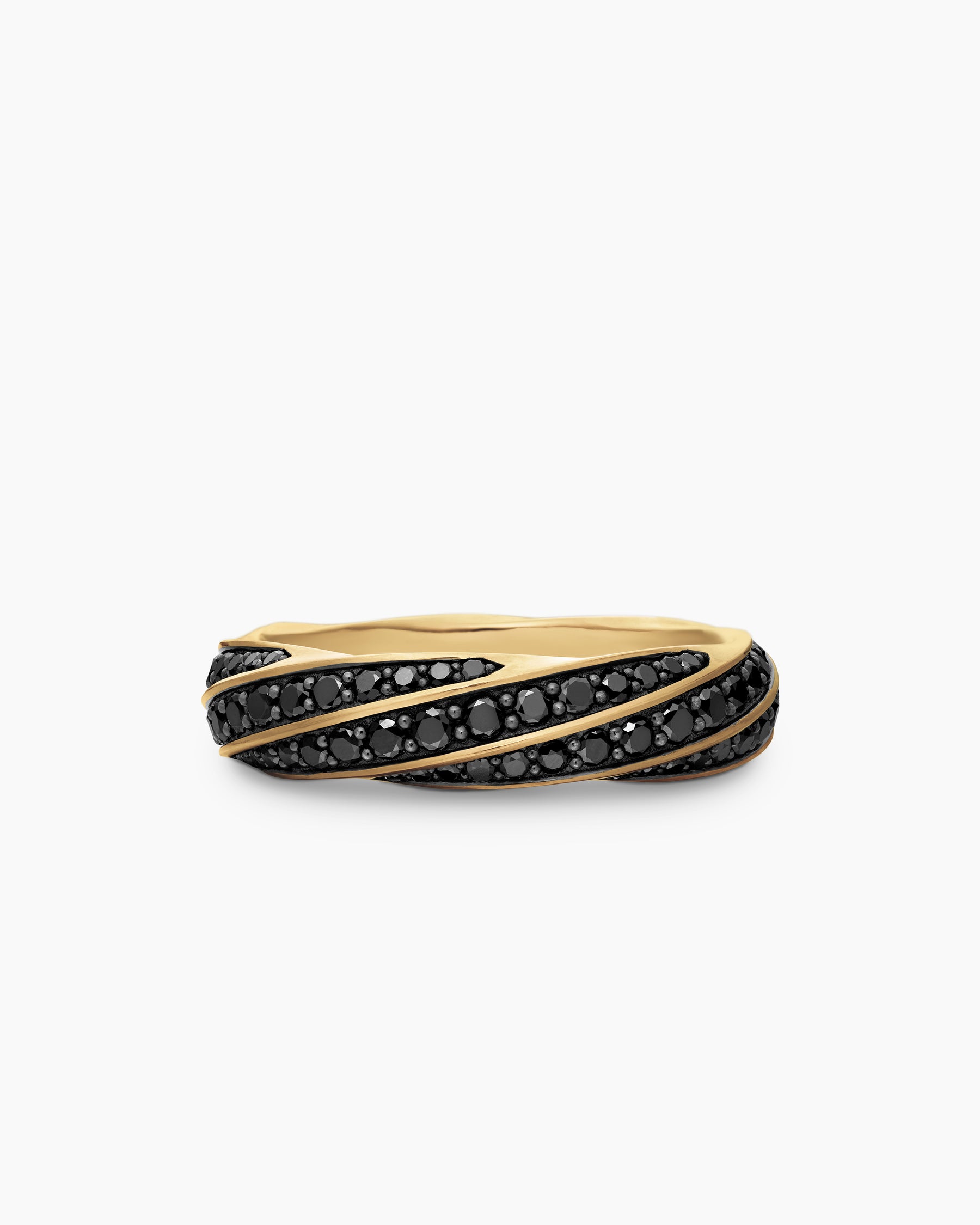 Cable Edge Band Ring in 18K Yellow Gold with Black Diamonds, 6mm