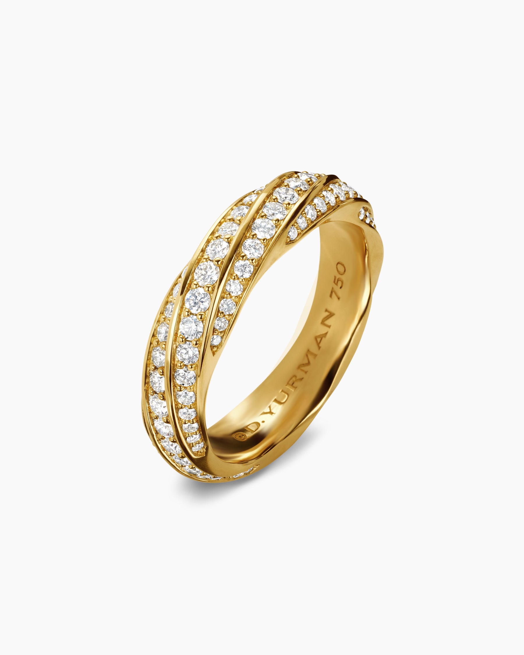Cable Edge Band Ring in 18K Yellow Gold with Diamonds, 6mm - Image 3