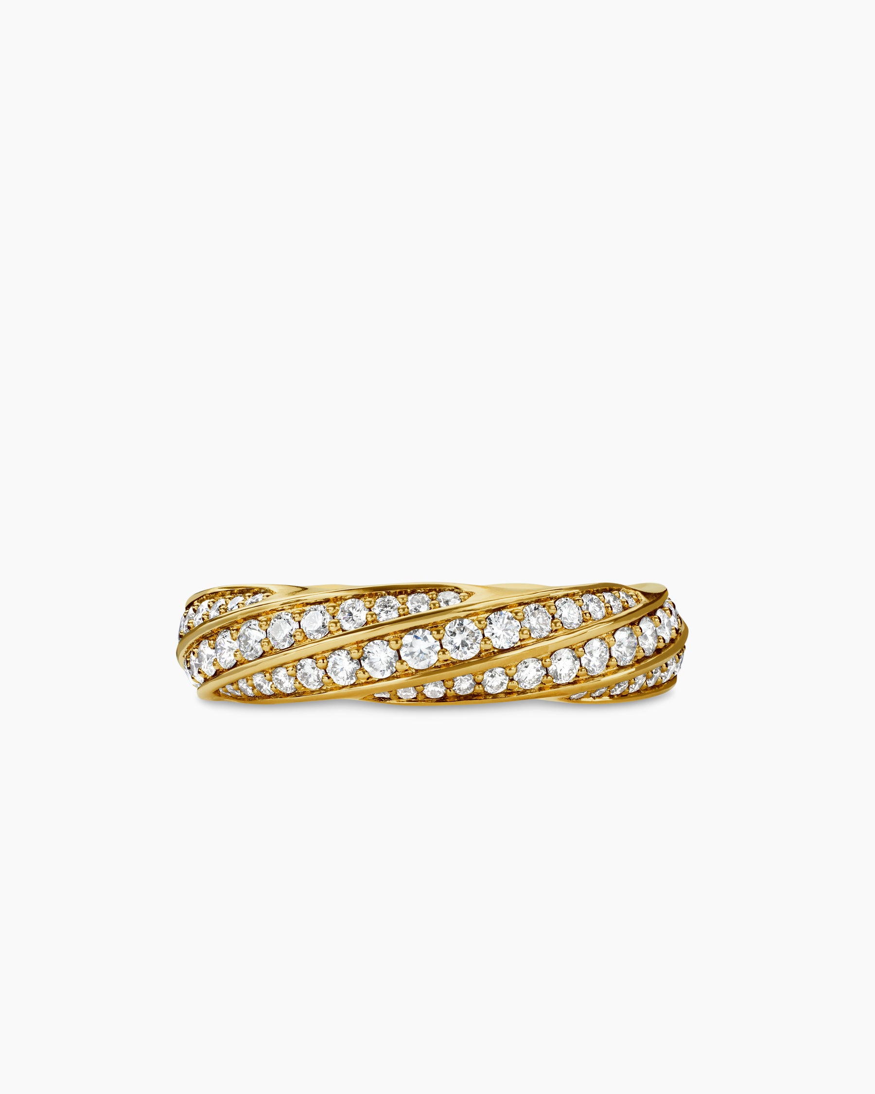 Cable Edge Band Ring in 18K Yellow Gold with Diamonds, 6mm - Image 4