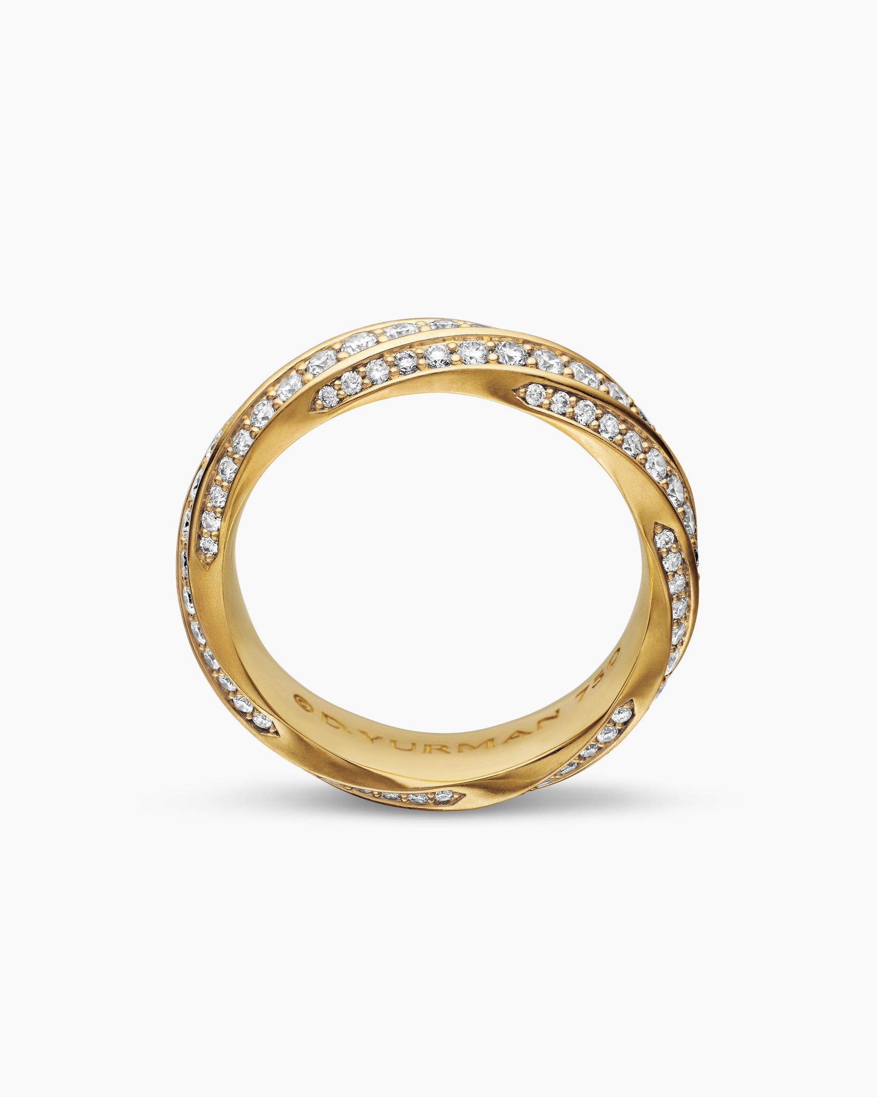 Cable Edge Band Ring in 18K Yellow Gold with Diamonds, 6mm - Image 5