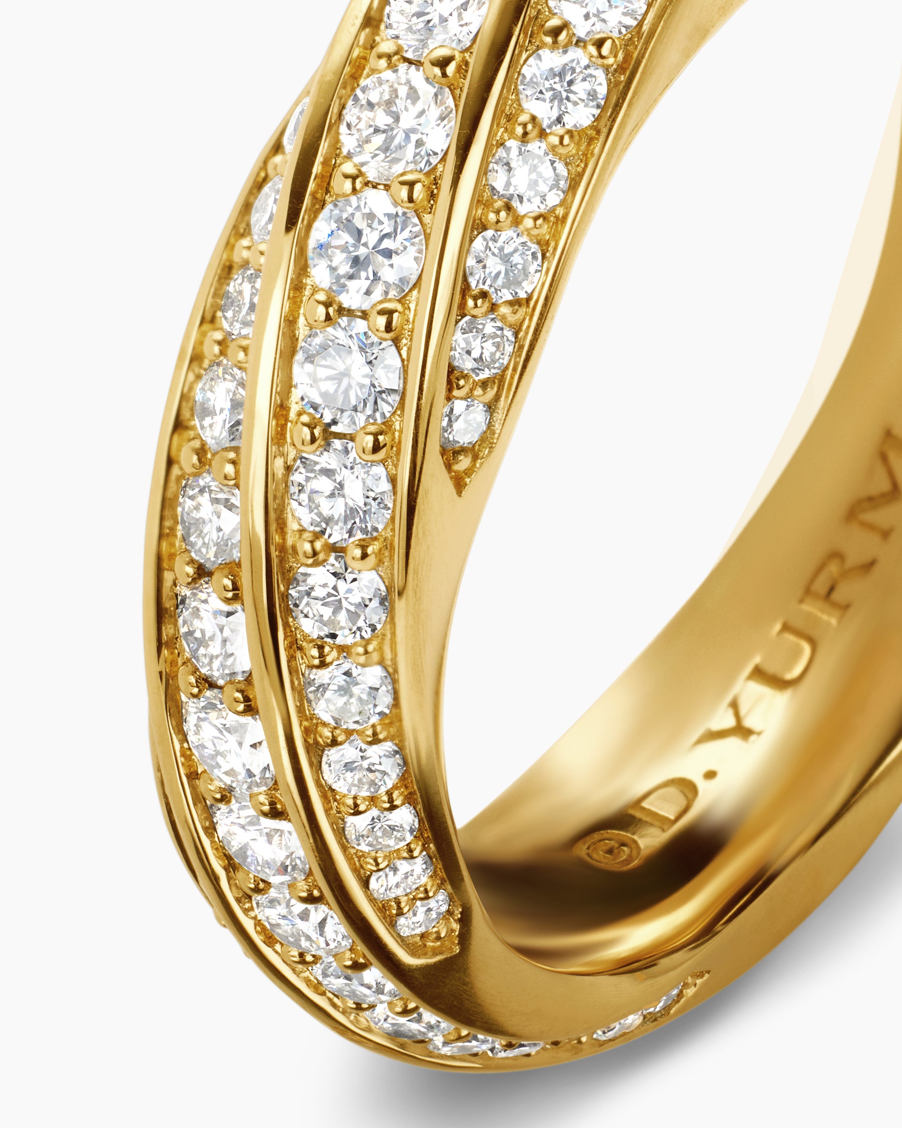 Cable Edge Band Ring in 18K Yellow Gold with Diamonds, 6mm - Image 6