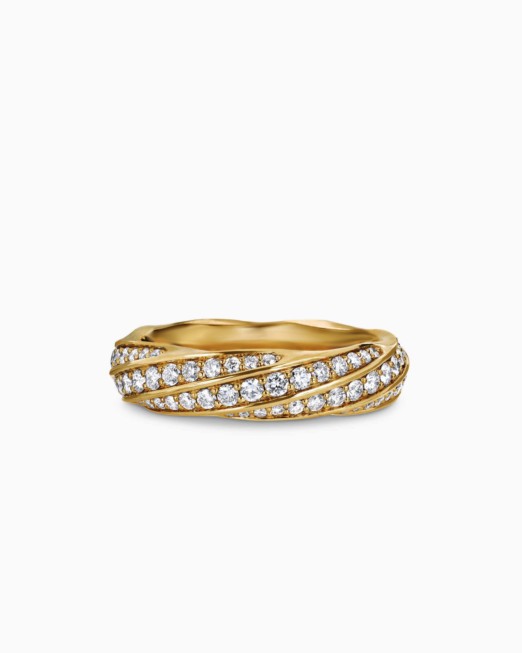 Cable Edge Band Ring in 18K Yellow Gold with Diamonds, 6mm