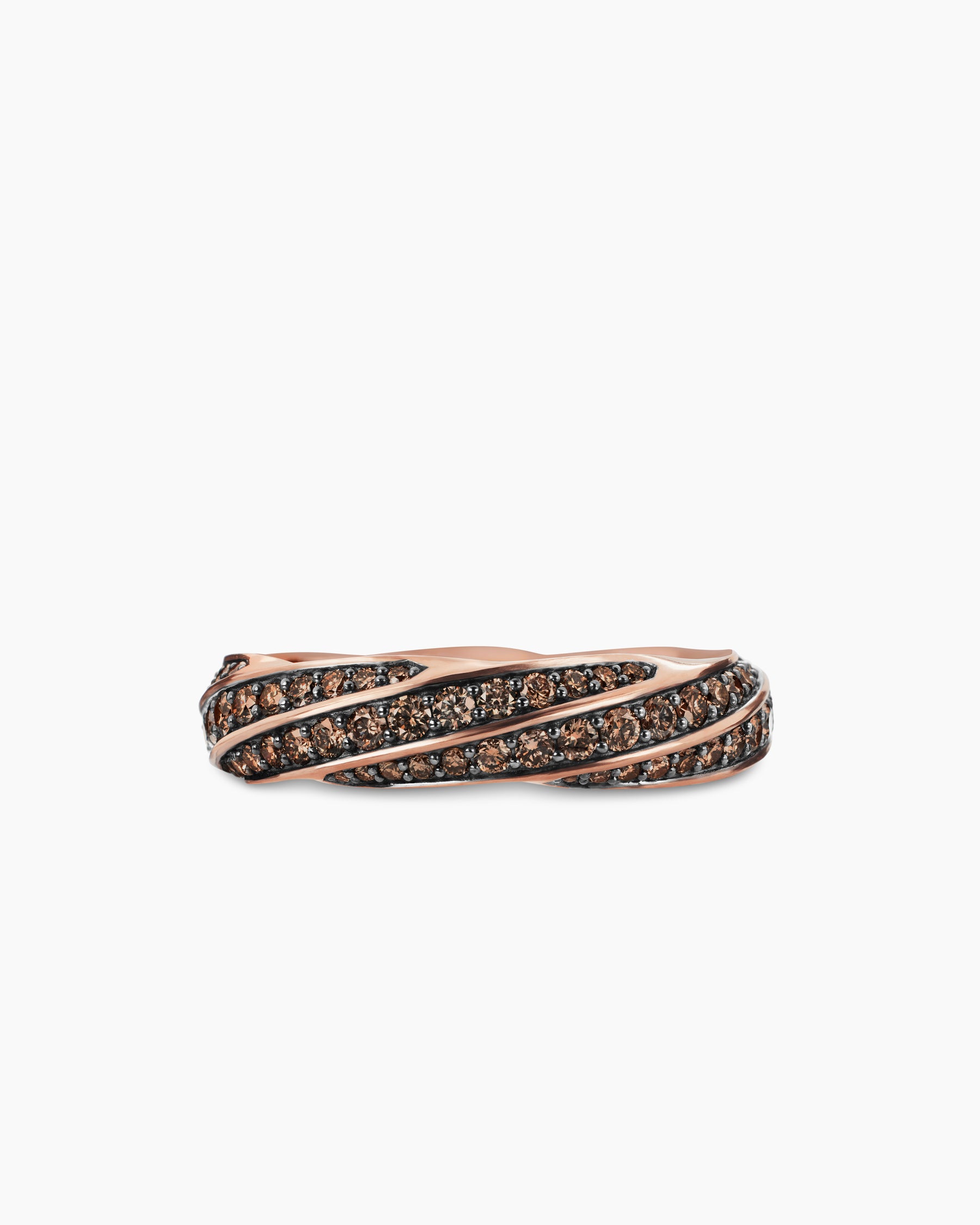 Cable Edge Band Ring in 18K Rose Gold with Cognac Diamonds, 6mm - Image 4