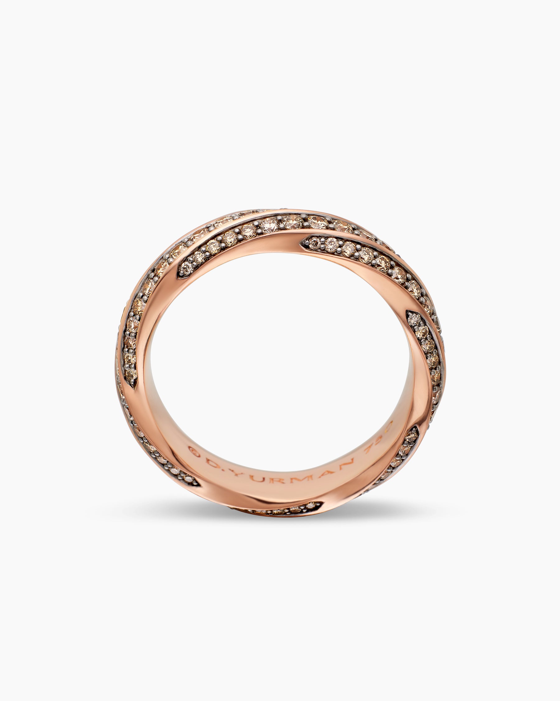 Cable Edge Band Ring in 18K Rose Gold with Cognac Diamonds, 6mm - Image 5