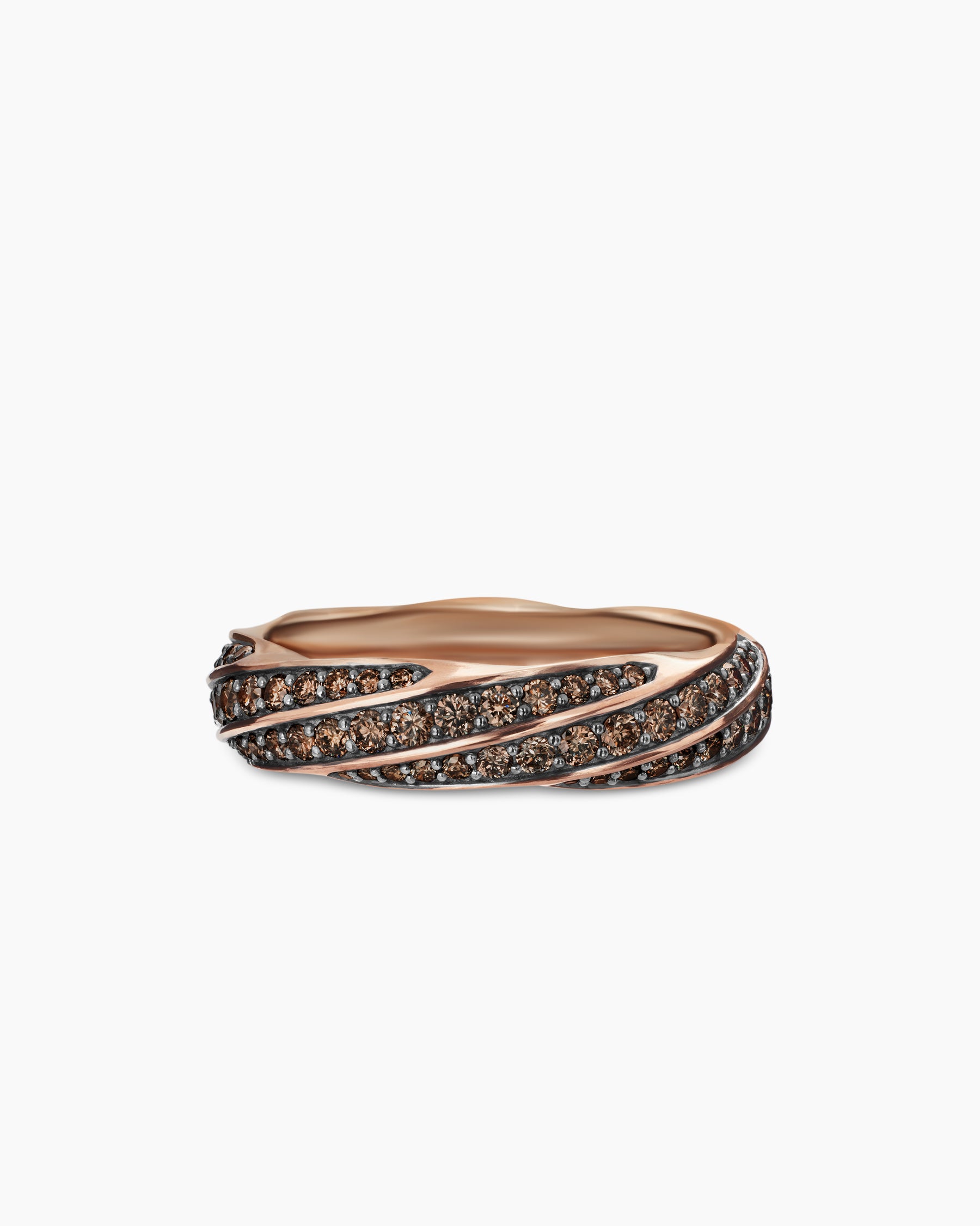 Cable Edge Band Ring in 18K Rose Gold with Cognac Diamonds, 6mm