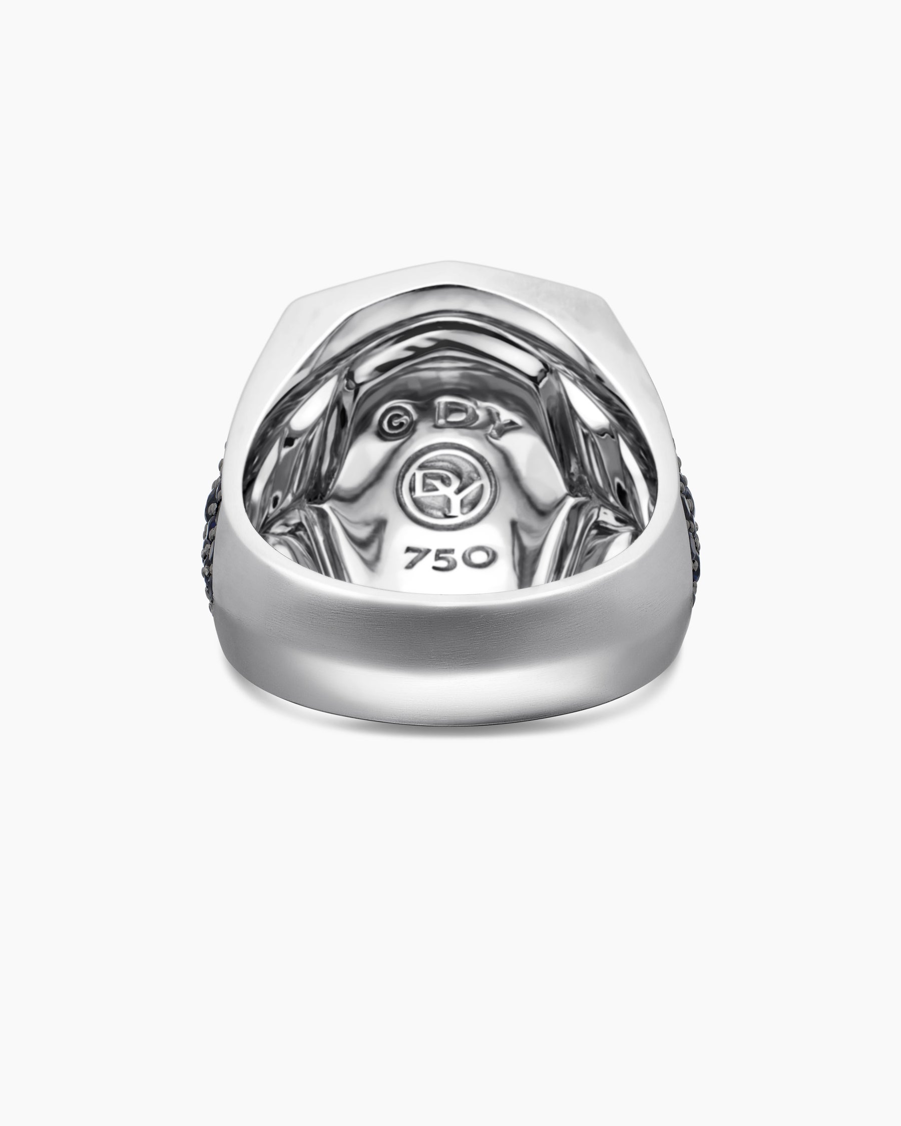 Streamline Signet Ring in 18K White Gold with Blue Sapphires, 23mm - Image 6