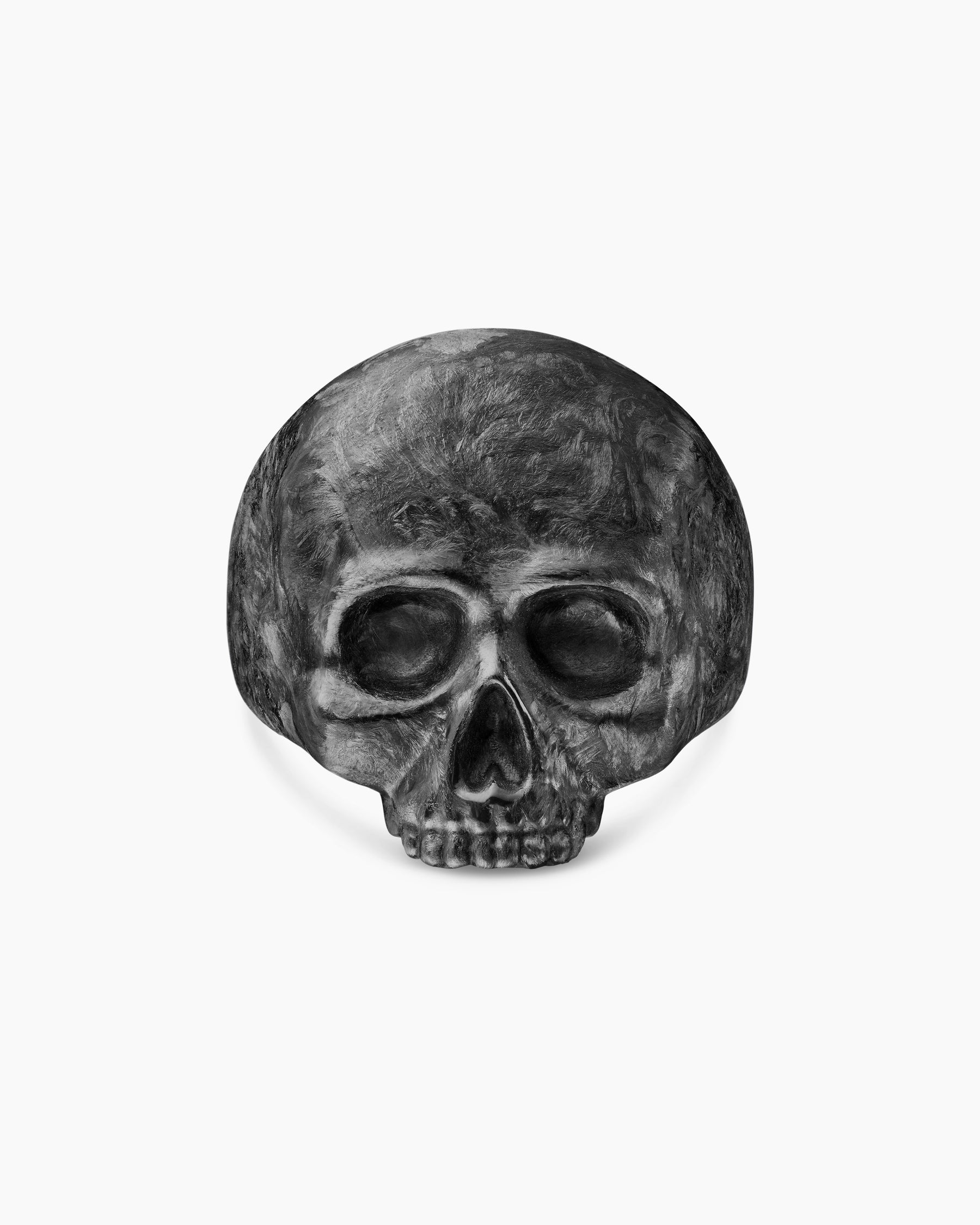 Memento Mori Skull Ring in 18K Yellow Gold with Forged Carbon, 22mm - Image 4