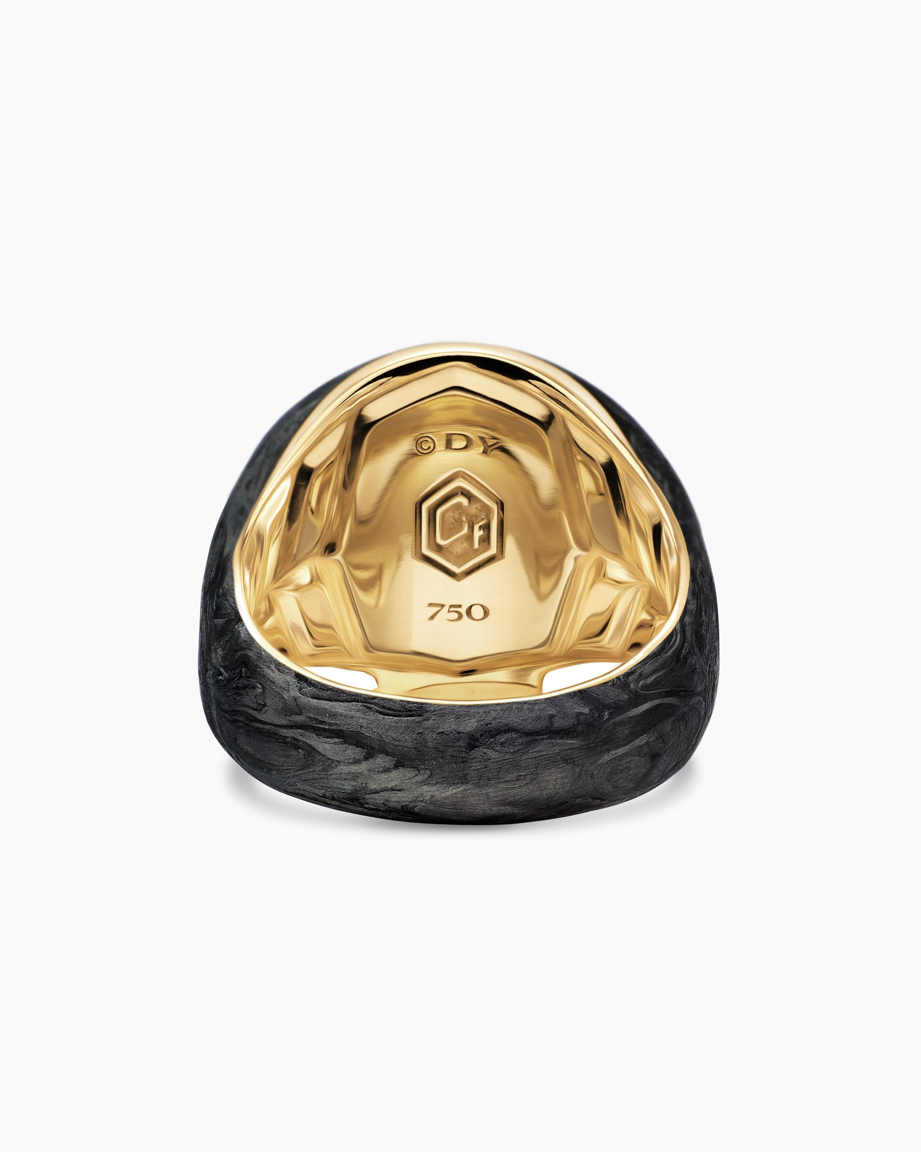 Memento Mori Skull Ring in 18K Yellow Gold with Forged Carbon, 22mm - Image 6
