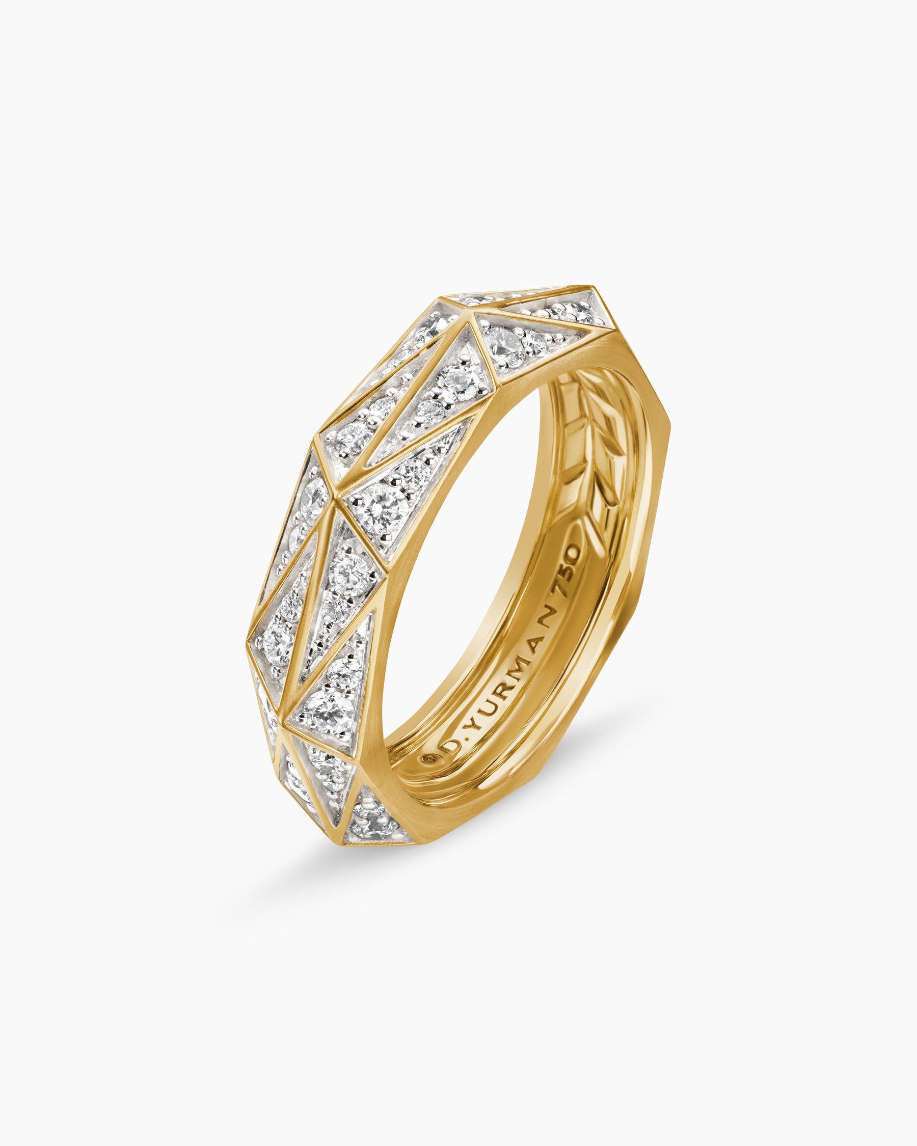 Faceted Band Ring in 18K Yellow Gold with Diamonds, 6.2mm - Image 3
