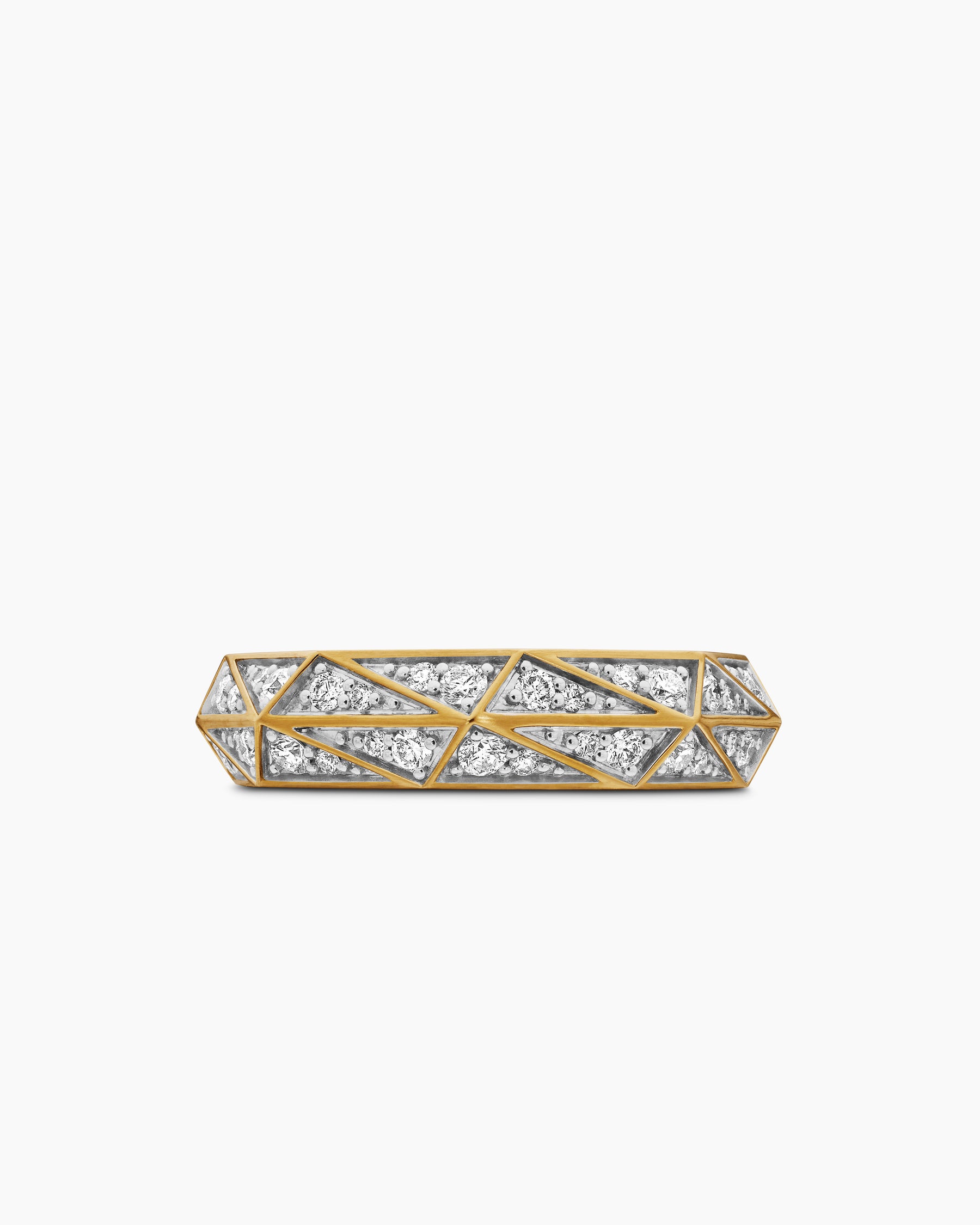 Faceted Band Ring in 18K Yellow Gold with Diamonds, 6.2mm - Image 4