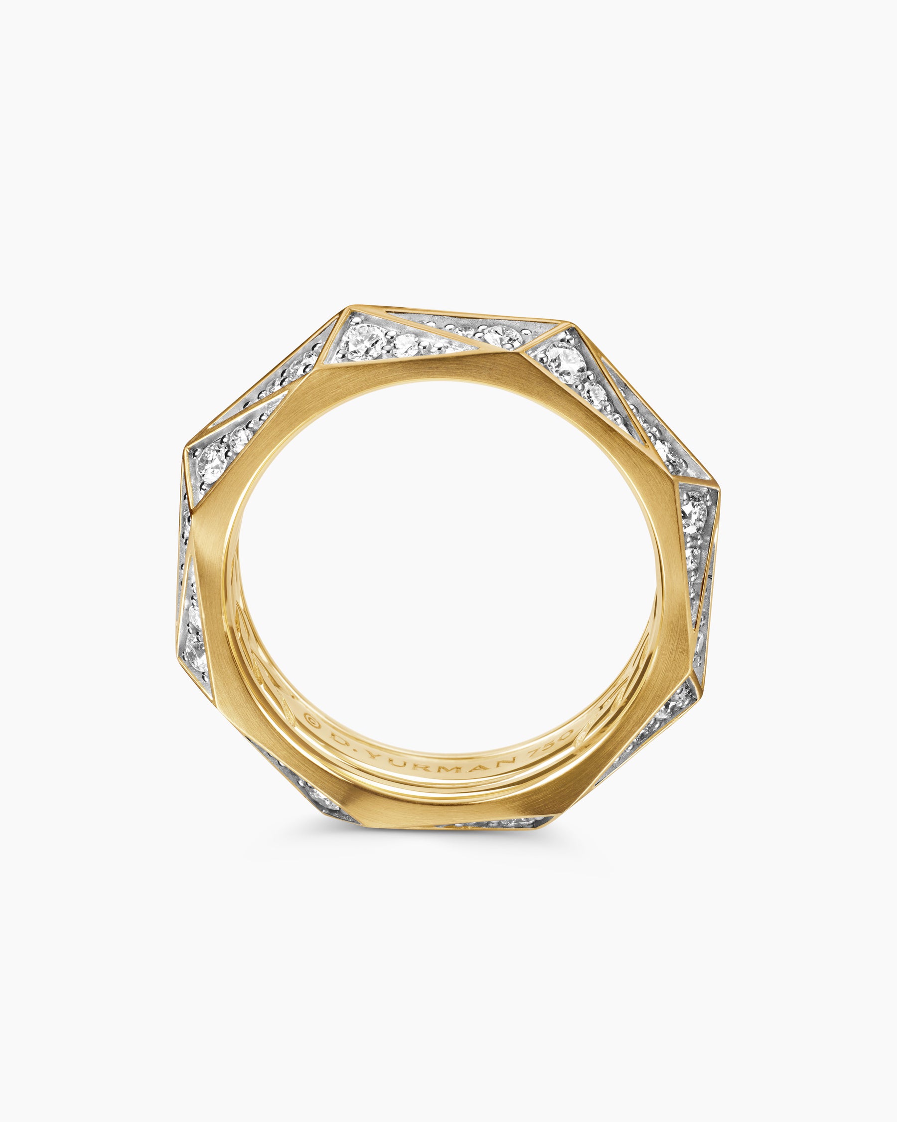 Faceted Band Ring in 18K Yellow Gold with Diamonds, 6.2mm - Image 5