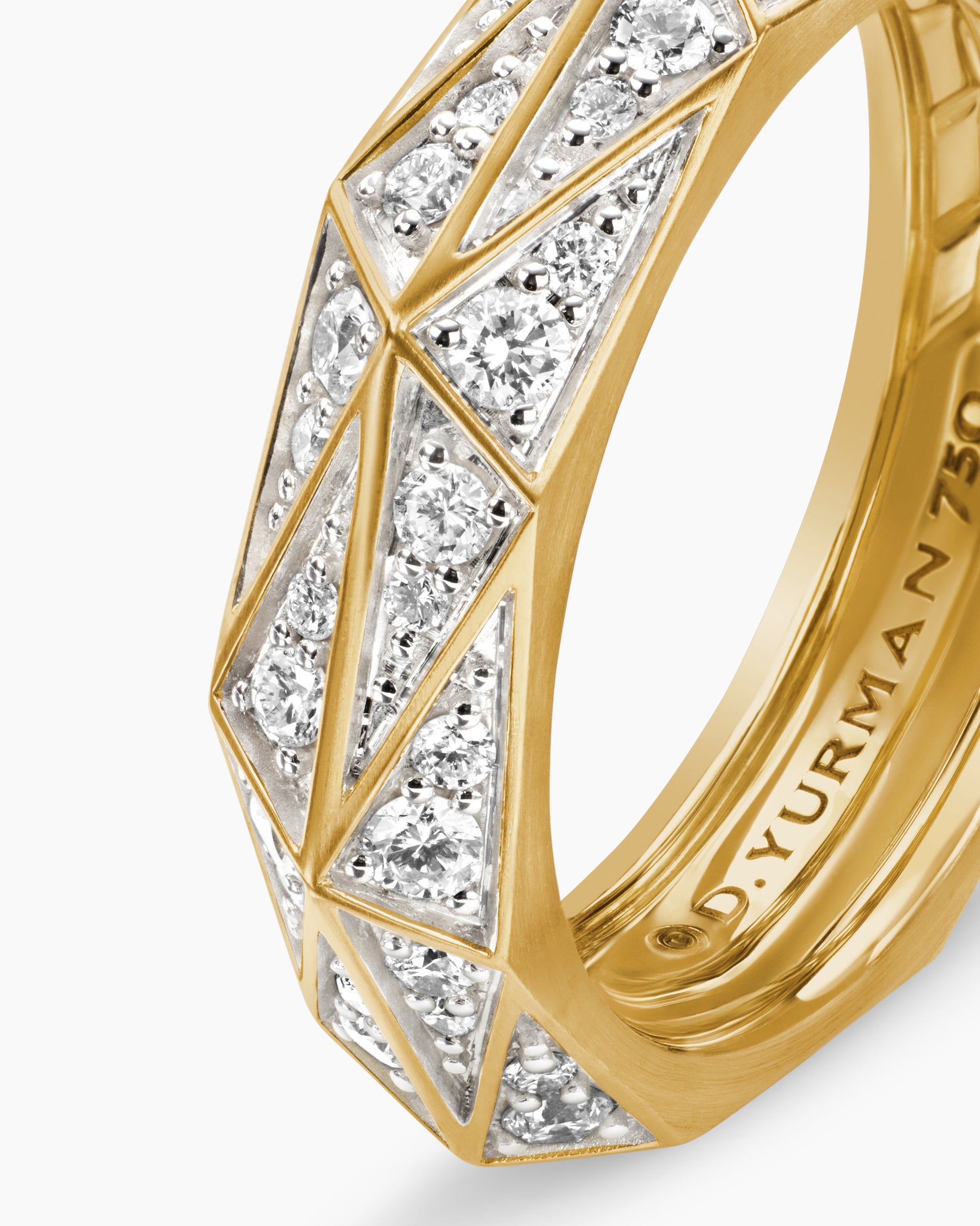 Faceted Band Ring in 18K Yellow Gold with Diamonds, 6.2mm - Image 6