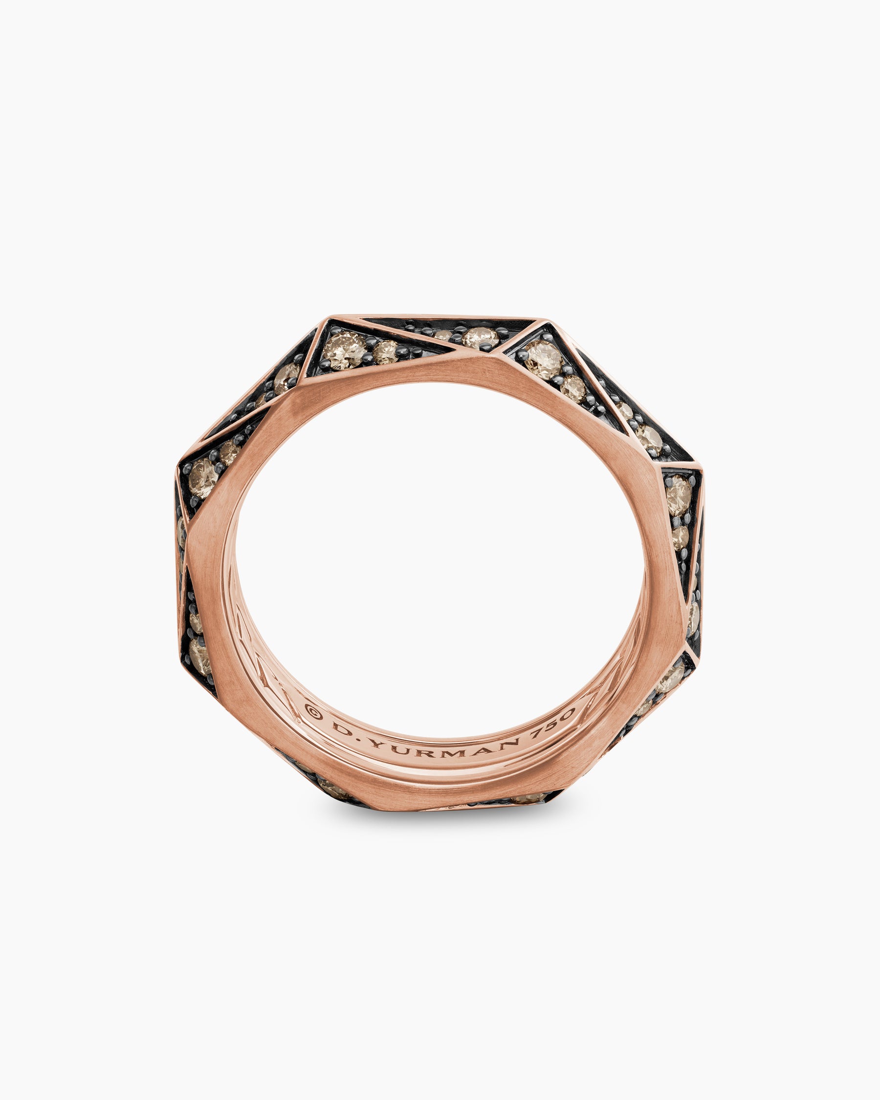 Faceted Band Ring in 18K Rose Gold with Cognac Diamonds, 6.2mm - Image 5