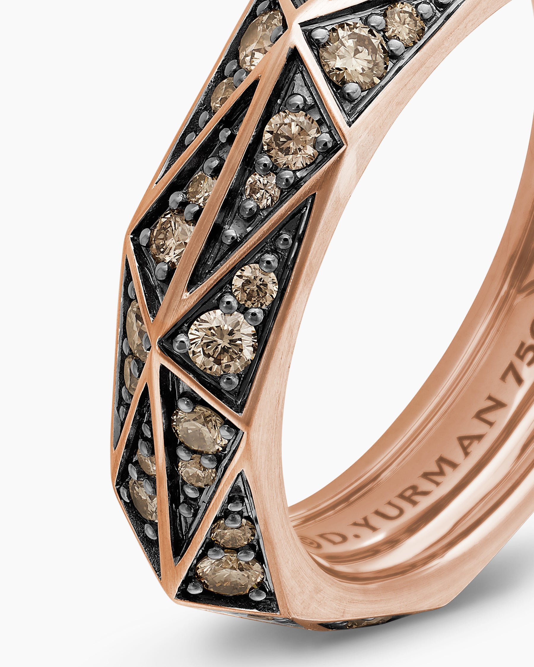Faceted Band Ring in 18K Rose Gold with Cognac Diamonds, 6.2mm - Image 6
