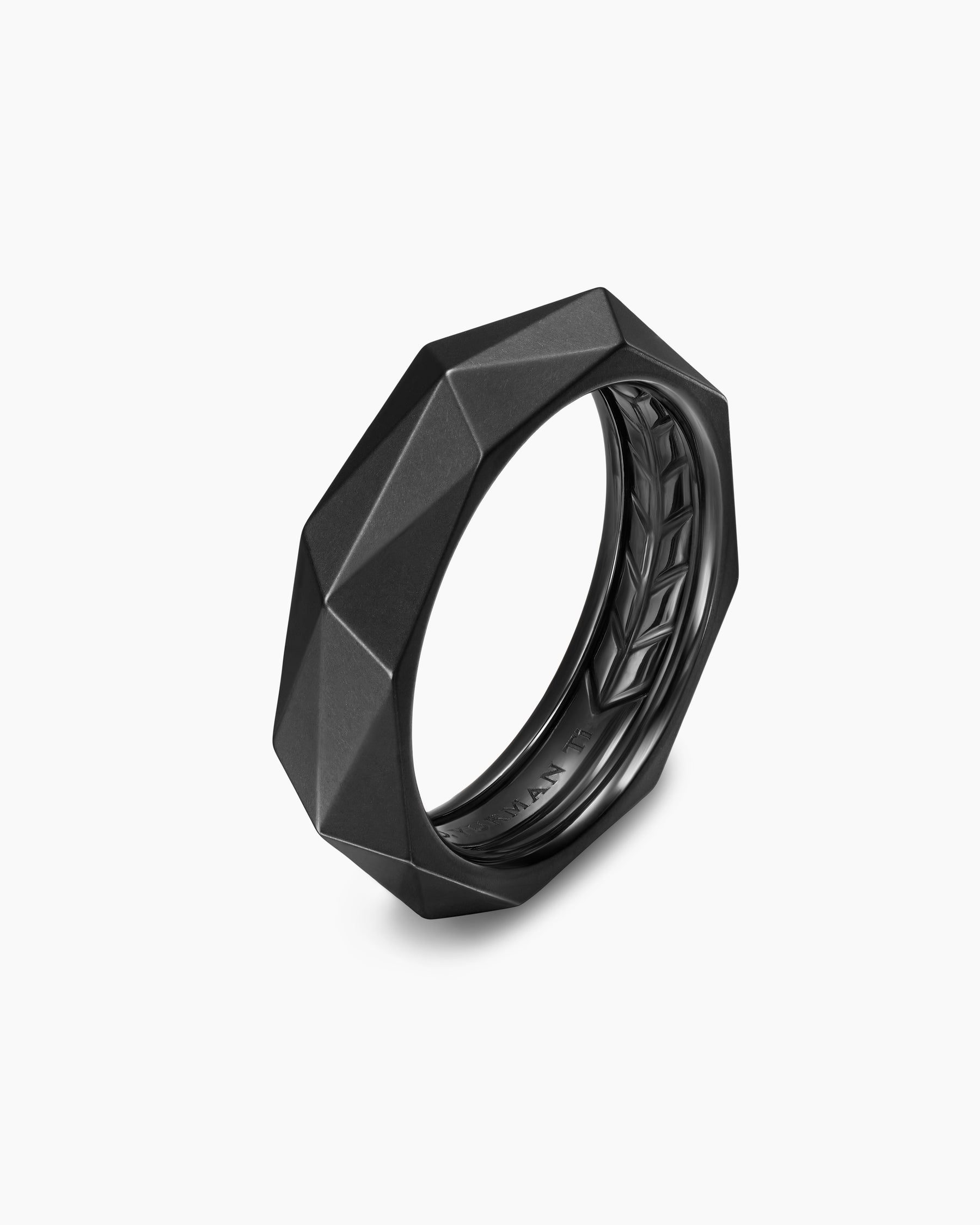 Faceted Band Ring in Black Titanium, 6.2mm - Image 3