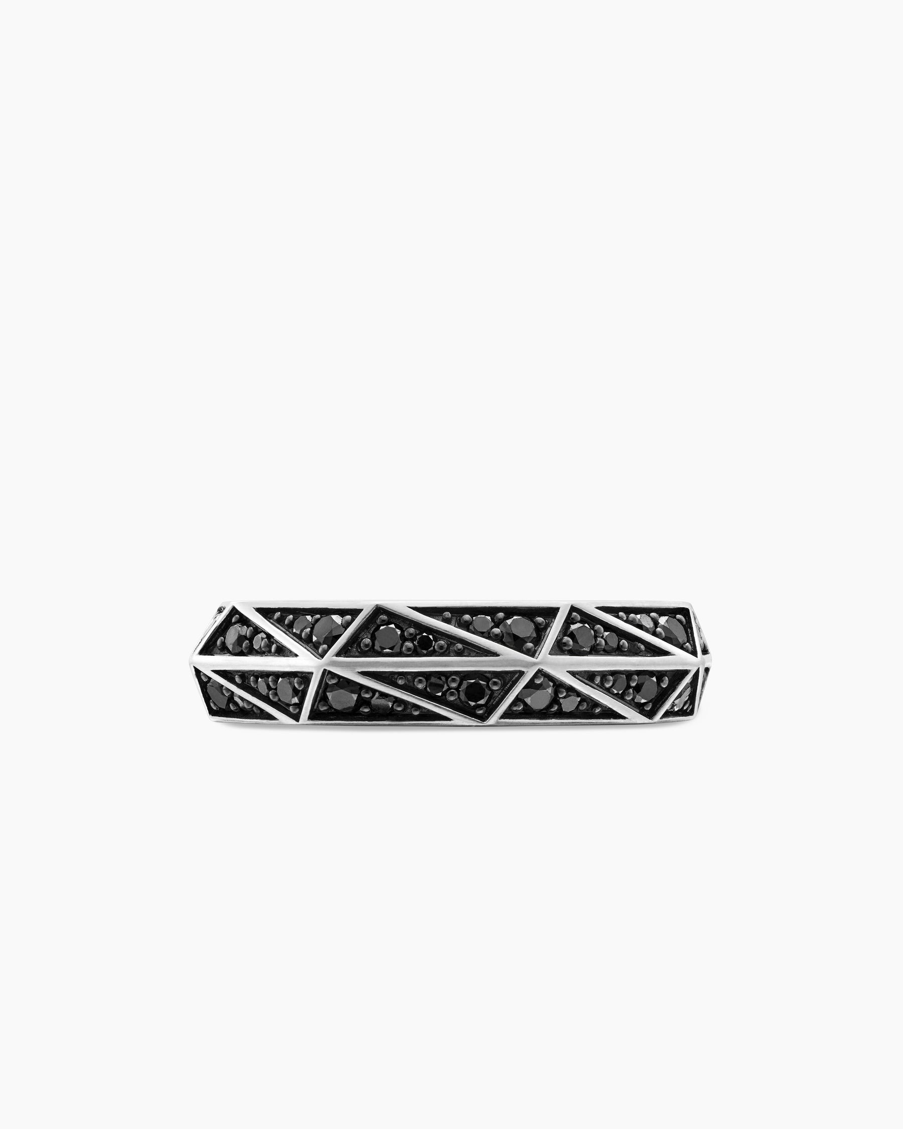 Faceted Band Ring in Sterling Silver with Black Diamonds, 6.2mm - Image 4