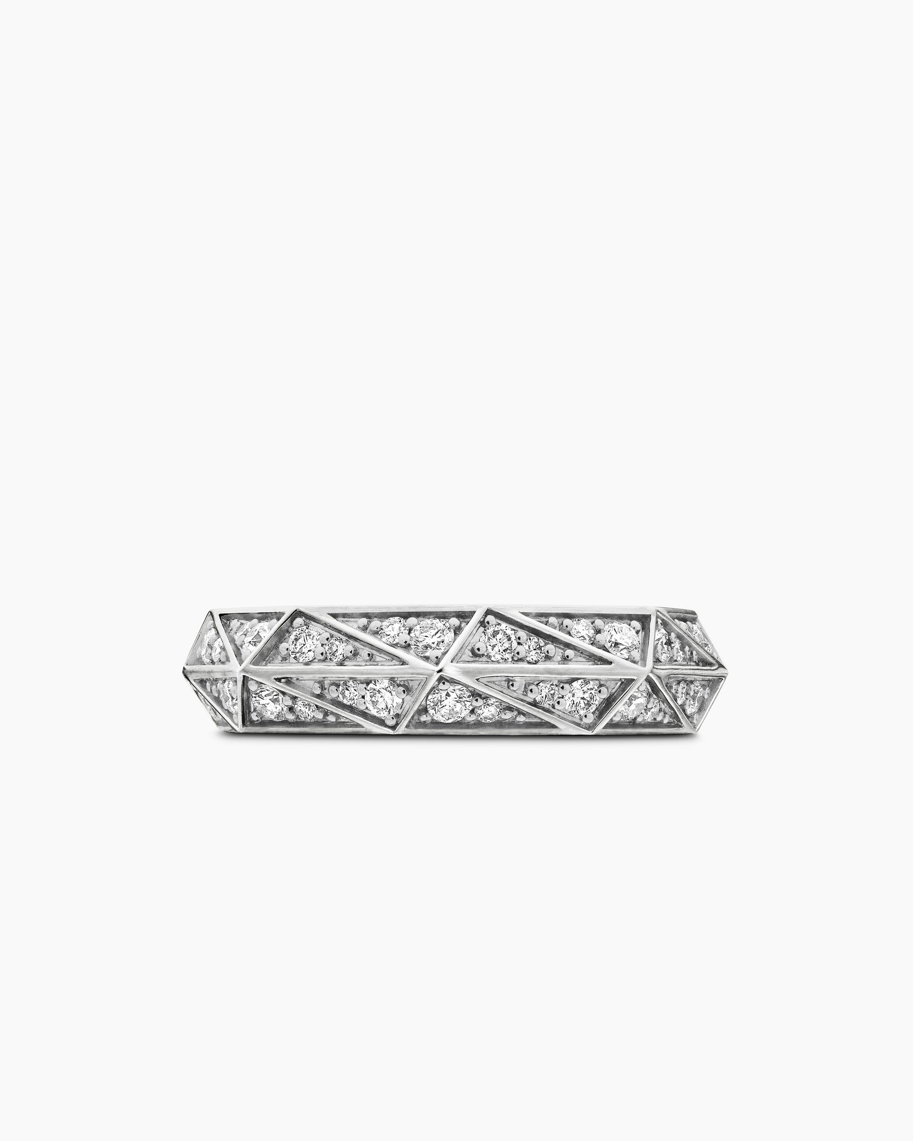 Faceted Band Ring in Sterling Silver with Diamonds, 6.2mm - Image 4