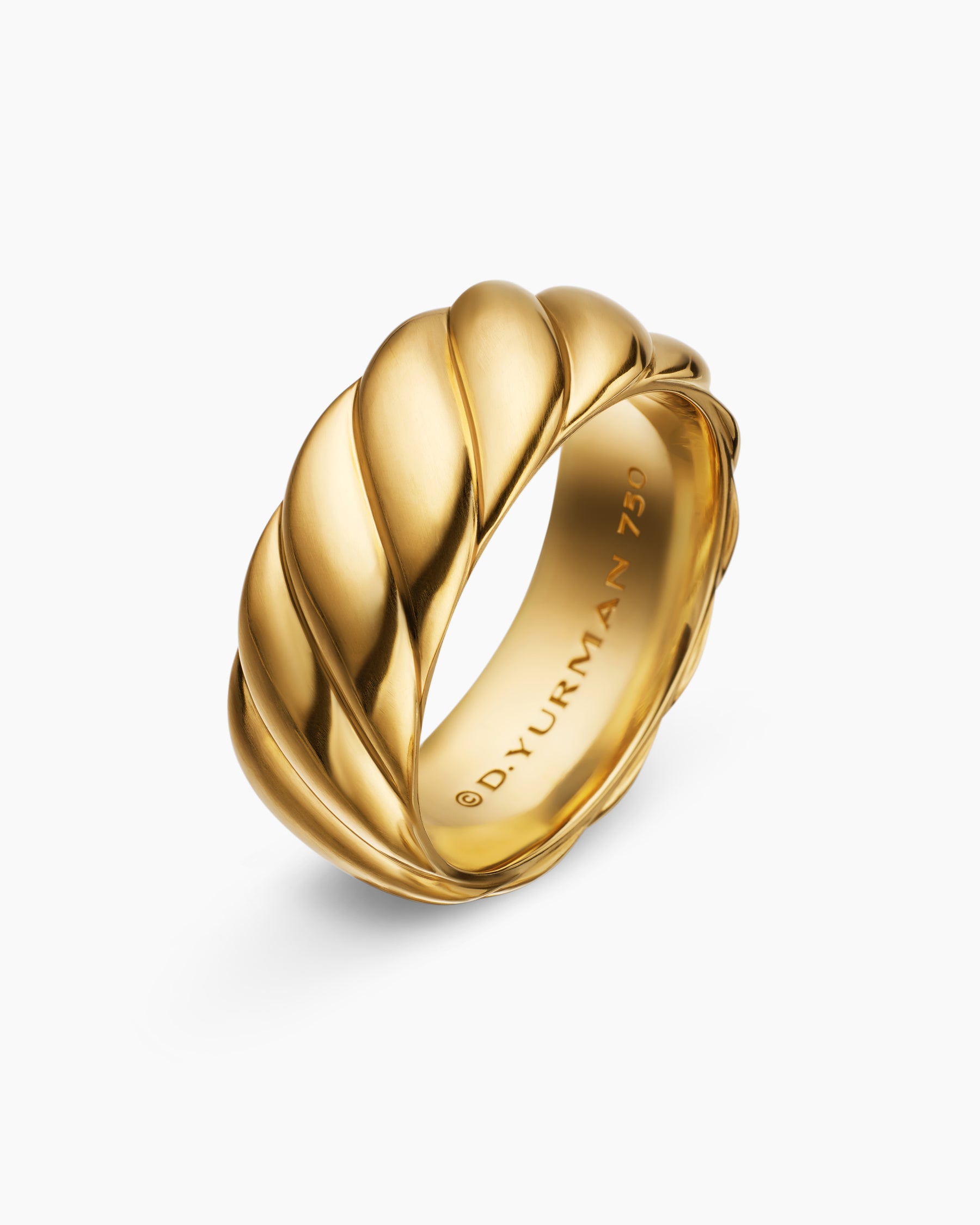 Sculpted Cable Contour Band Ring in 18K Yellow Gold, 9mm - Image 3