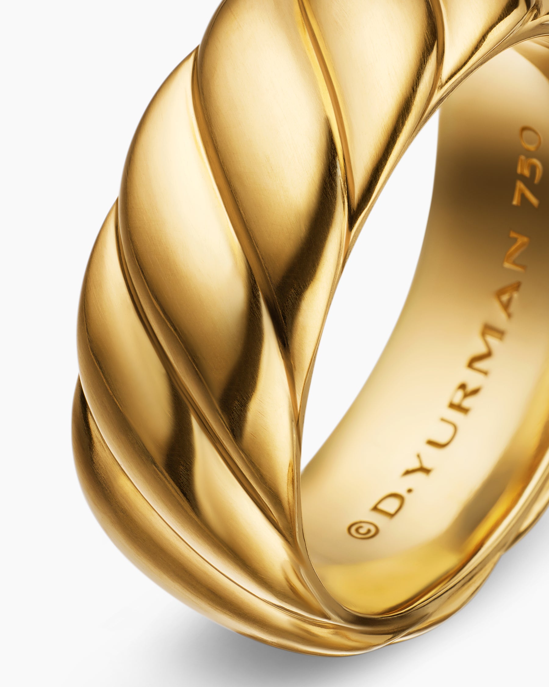 Sculpted Cable Contour Band Ring in 18K Yellow Gold, 9mm - Image 6