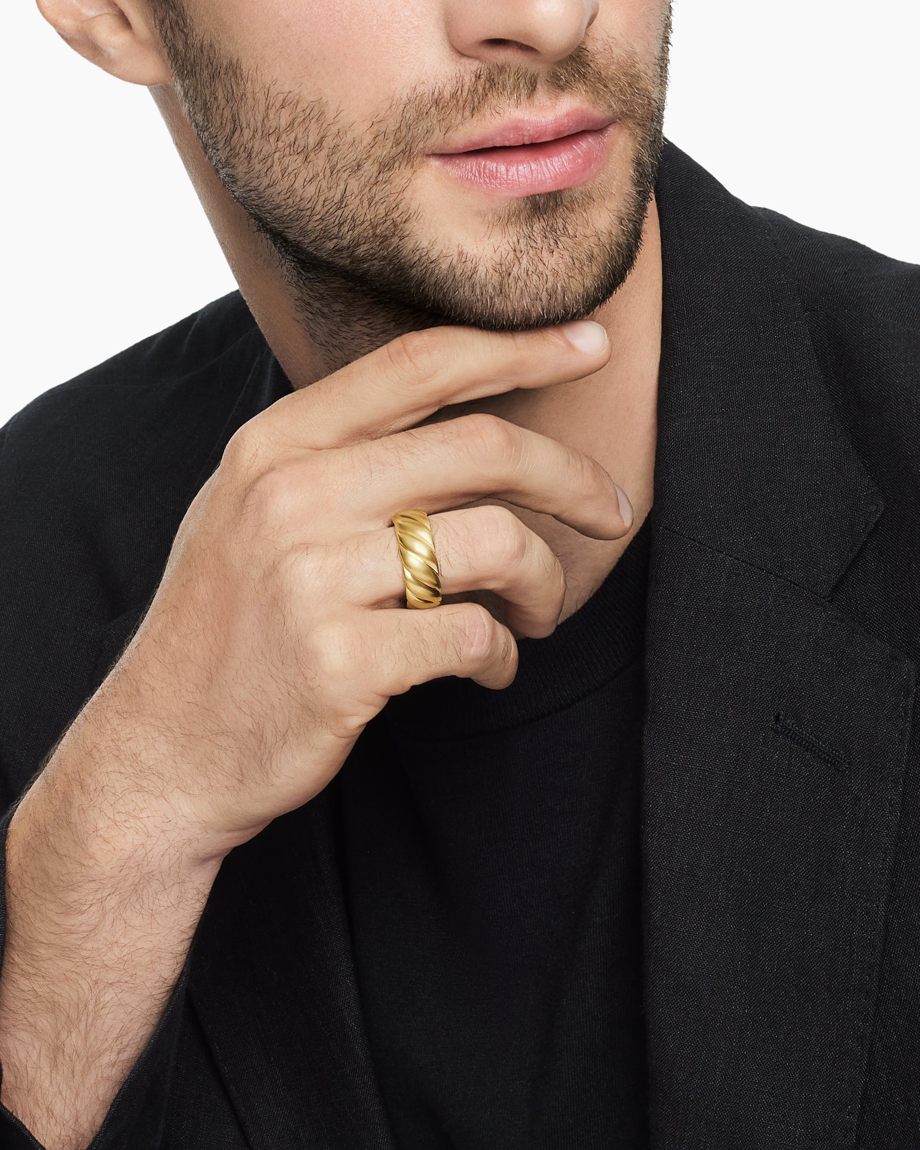 Sculpted Cable Contour Band Ring in 18K Yellow Gold, 9mm - Image 7