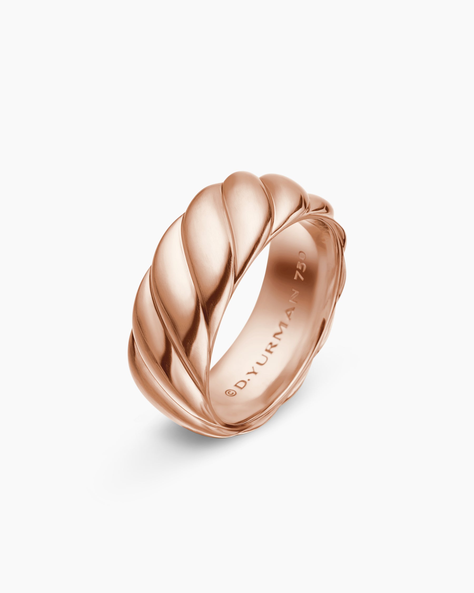 Sculpted Cable Contour Band Ring in 18K Rose Gold, 9mm - Image 3