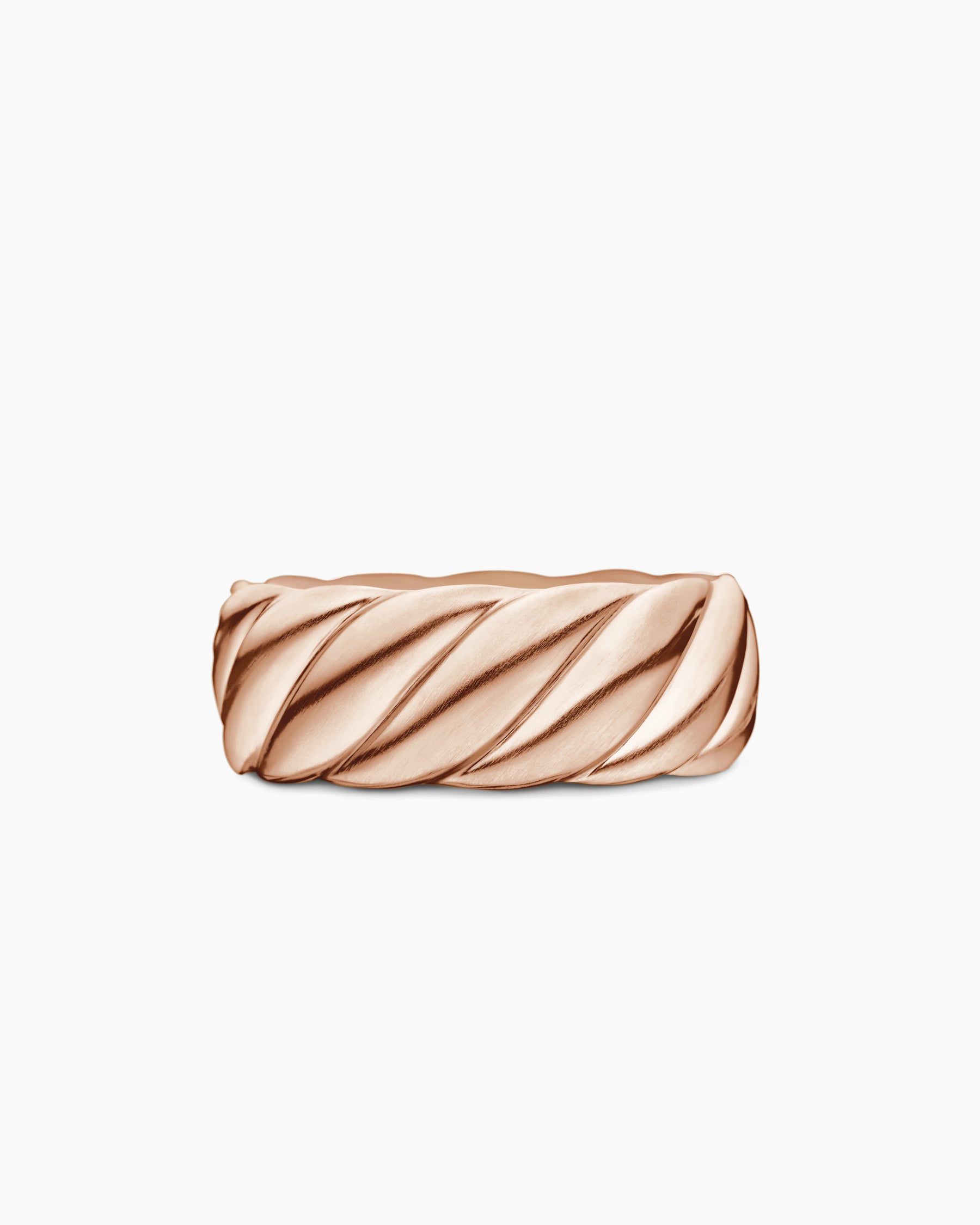 Sculpted Cable Contour Band Ring in 18K Rose Gold, 9mm - Image 4
